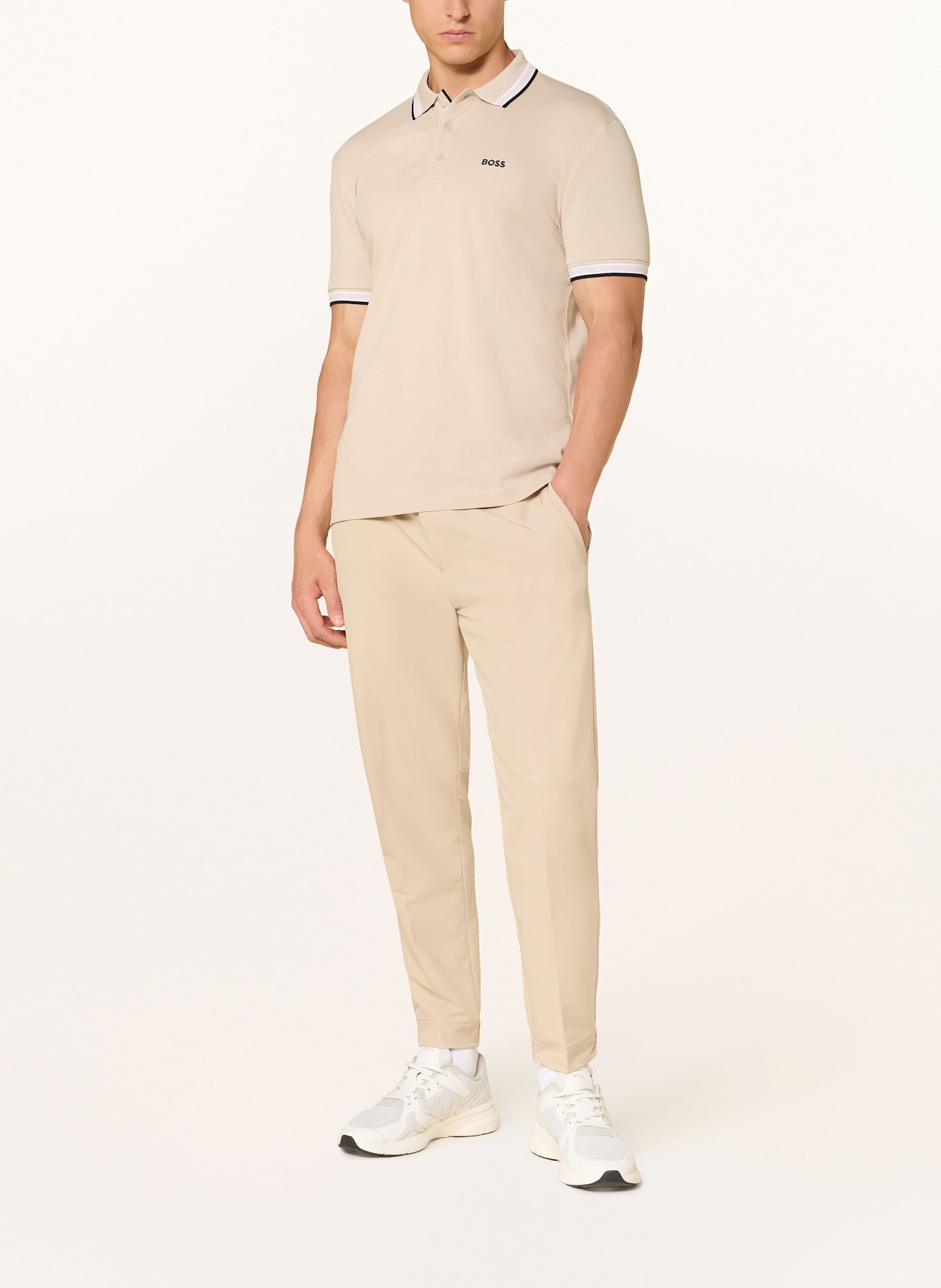 BOSS Piqué-Poloshirt PADDY CURVED Regular Fit: BEIGE