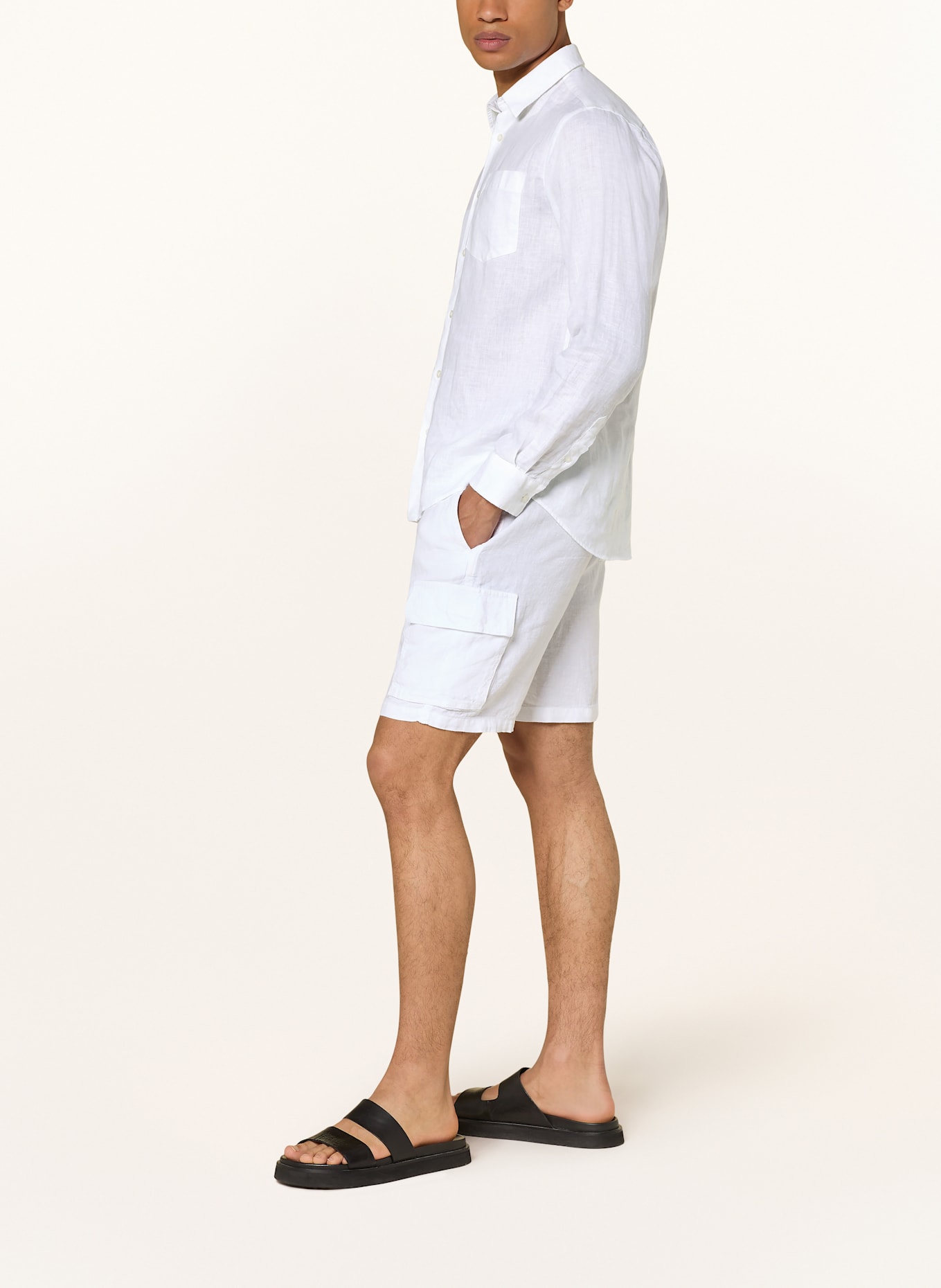 VILEBREQUIN Cargoshorts THALASSA aus Leinen: WEISS