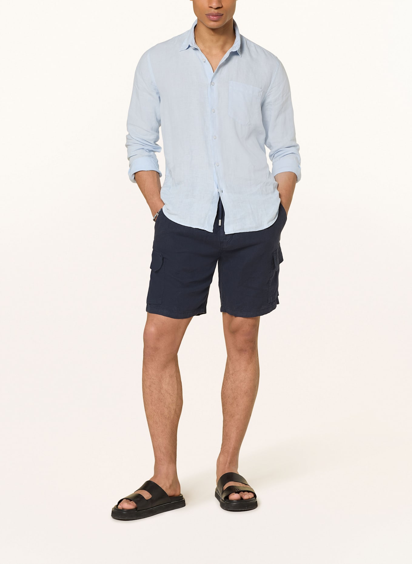 VILEBREQUIN Cargoshorts THALASSA aus Leinen: DUNKELBLAU