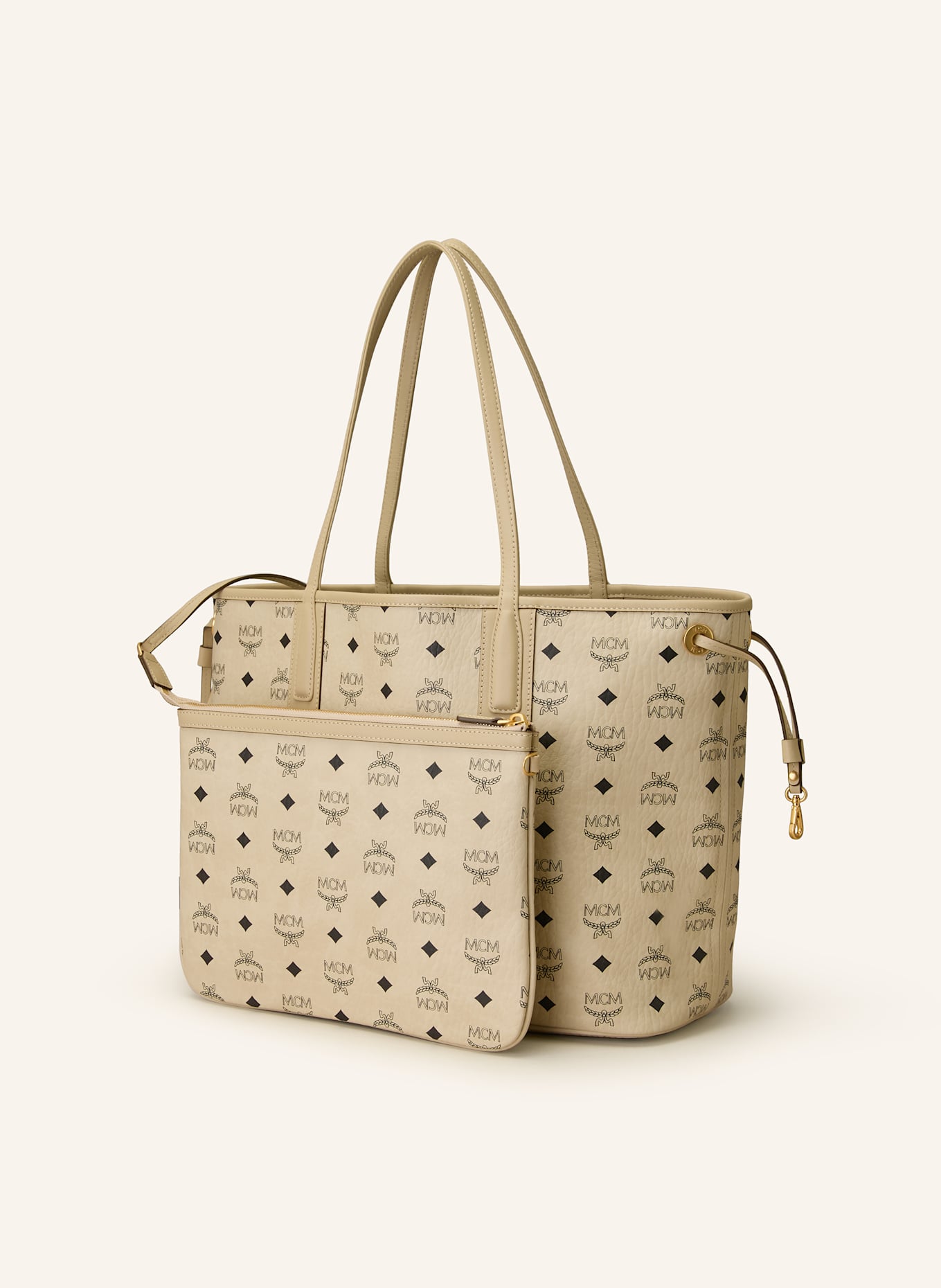 MCM Shopper LIZ MEDIUM zum Wenden mit Pouch: I8001 BEIGE