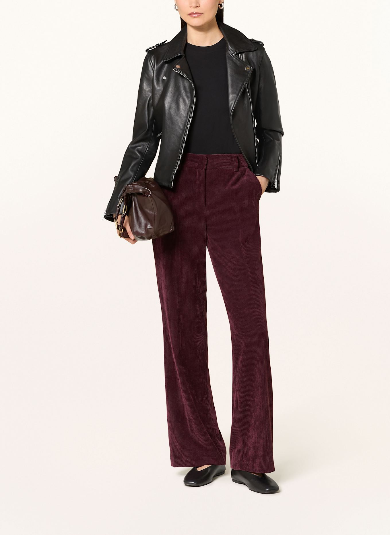 CAMBIO Marlenehose AMELIE aus Cord: DUNKELROT