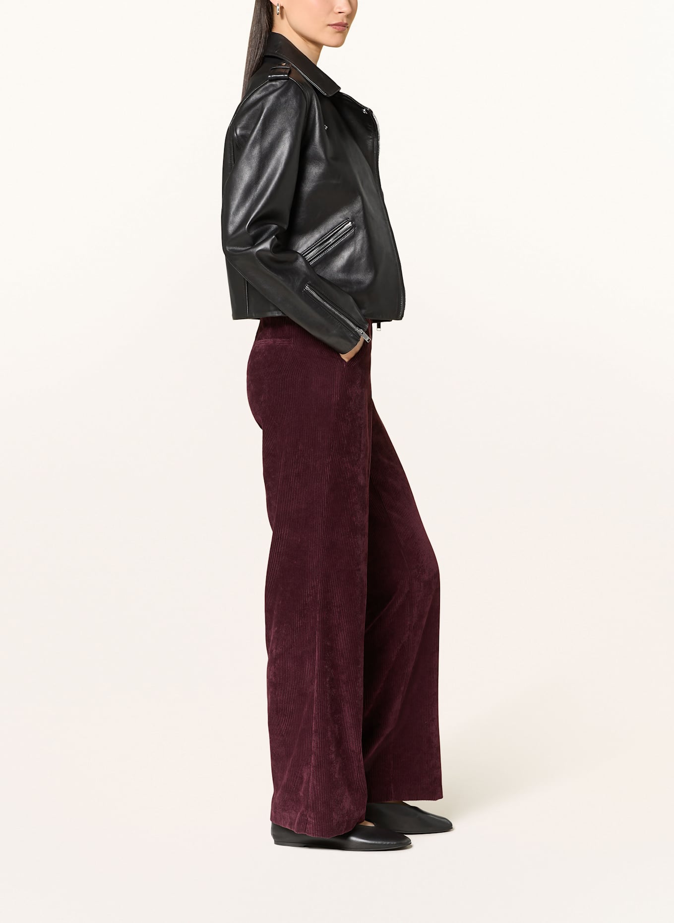 CAMBIO Marlenehose AMELIE aus Cord: DUNKELROT