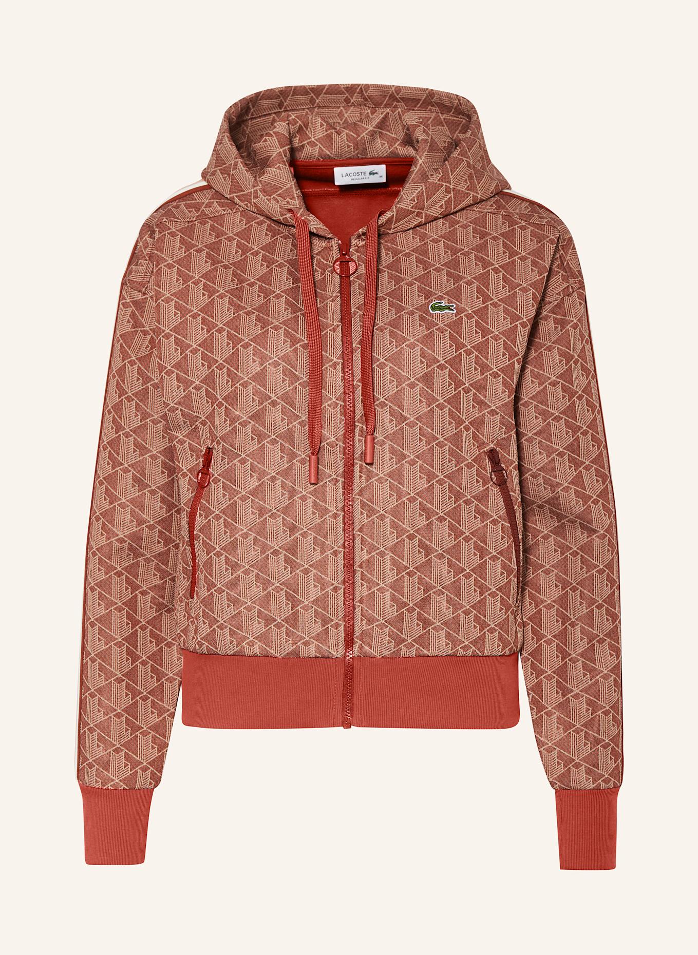 LACOSTE Sweatjacke: DUNKELORANGE / ECRU
