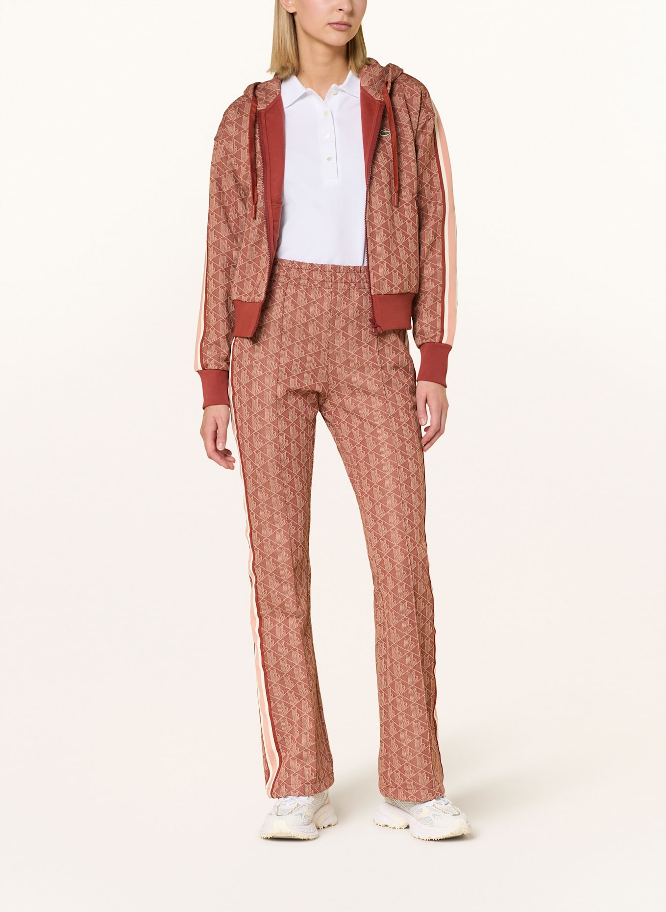 LACOSTE Sweatjacke: DUNKELORANGE / ECRU