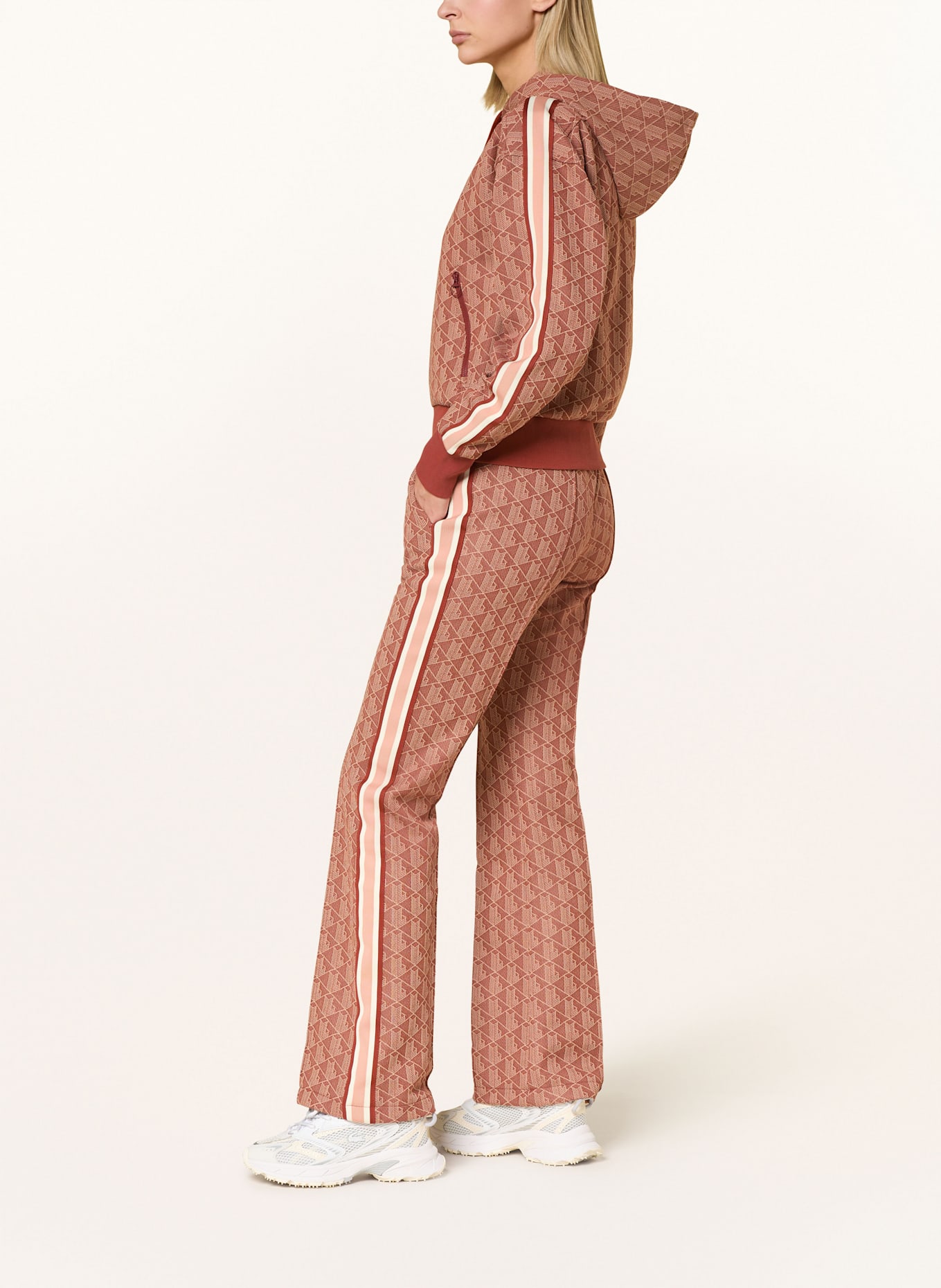 LACOSTE Sweatjacke: DUNKELORANGE / ECRU