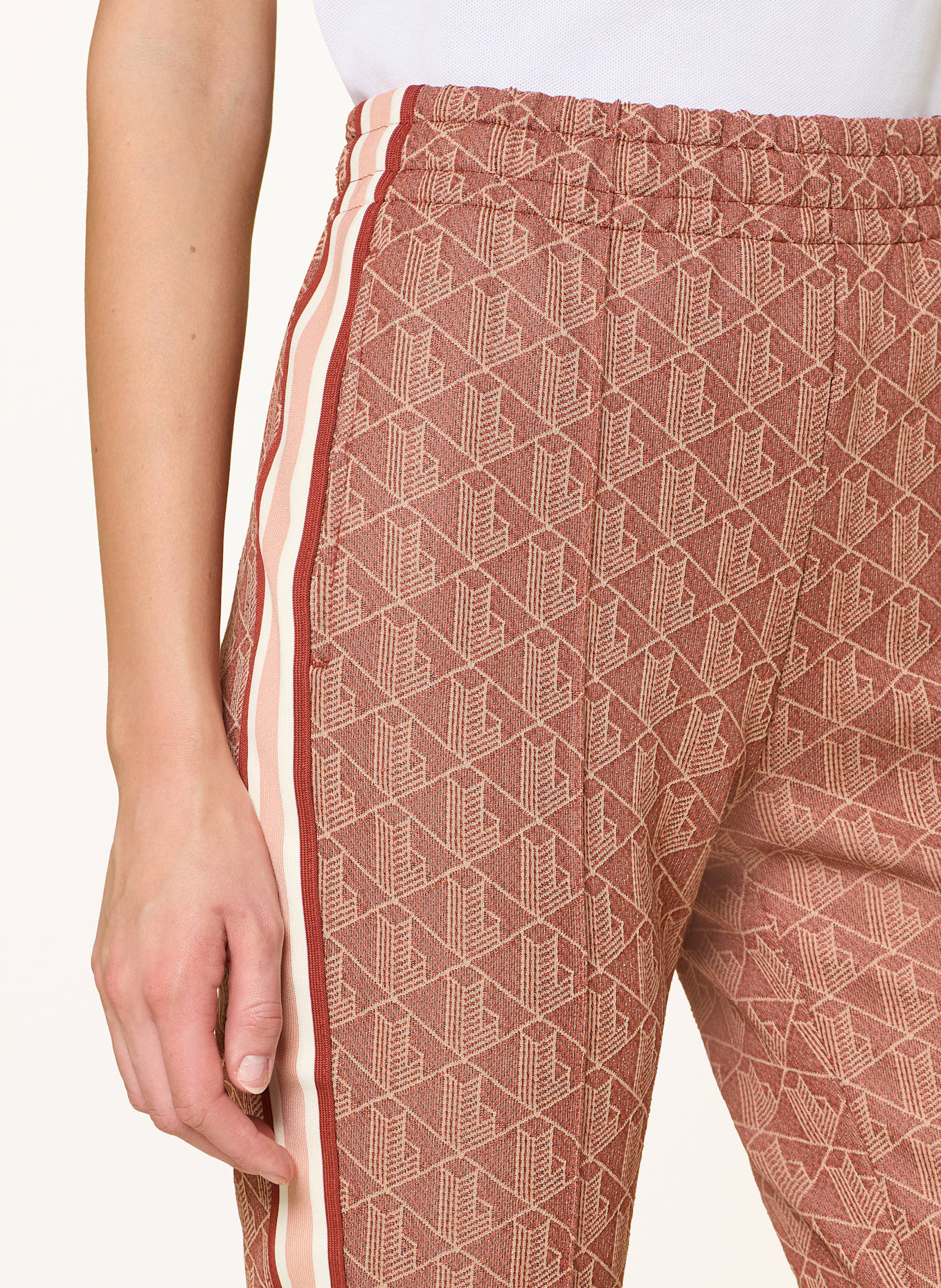 LACOSTE Hose mit Galonstreifen: DUNKELORANGE/ ECRU/ HELLROSA