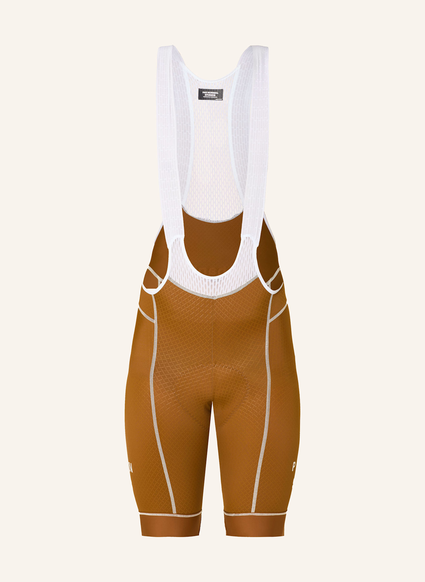PAS NORMAL STUDIOS Radhose MECHANISM BIBS mit Trägern und gepolstertem Einsatz: COGNAC