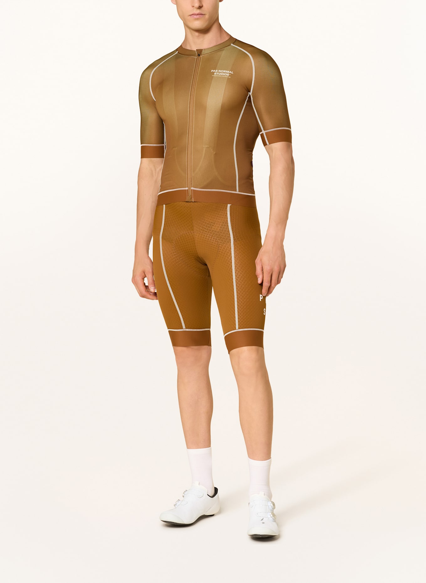 PAS NORMAL STUDIOS Radhose MECHANISM BIBS mit Trägern und gepolstertem Einsatz: COGNAC