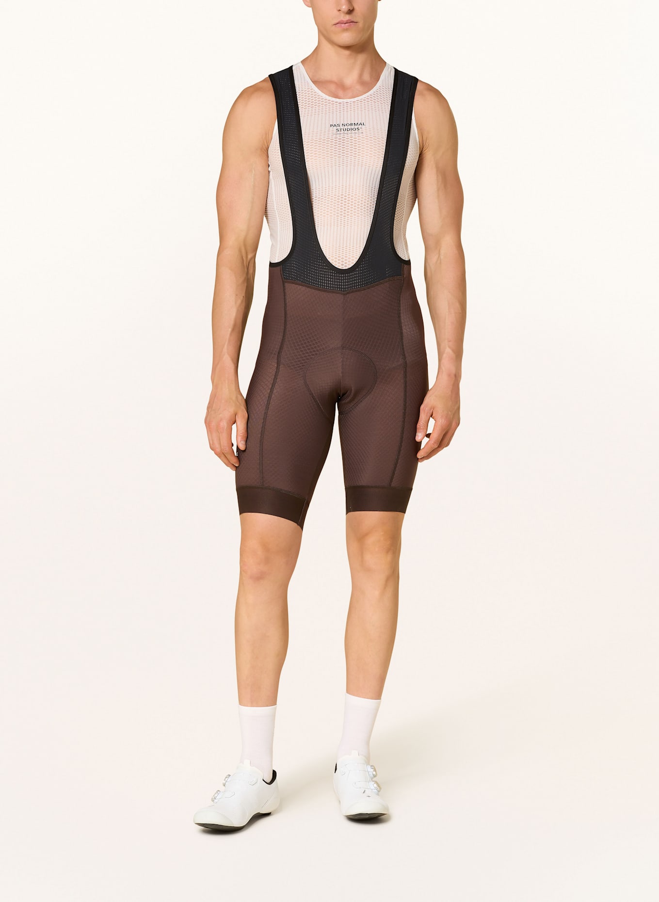 PAS NORMAL STUDIOS Cyklistické kalhoty ESSENTIAL se šlemi a polstrovanou vložkou: HNĚDÁ