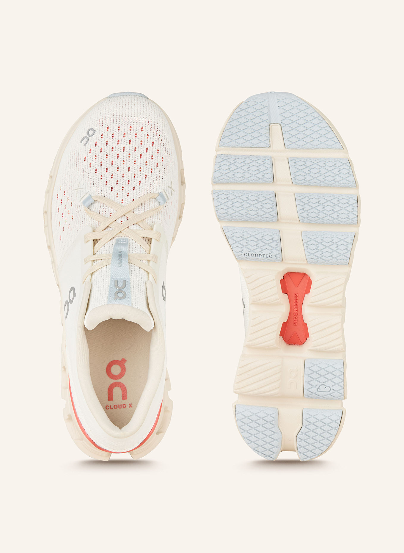 On CLOUD X4 fitness shoes: 3297 IVORY | SALMON