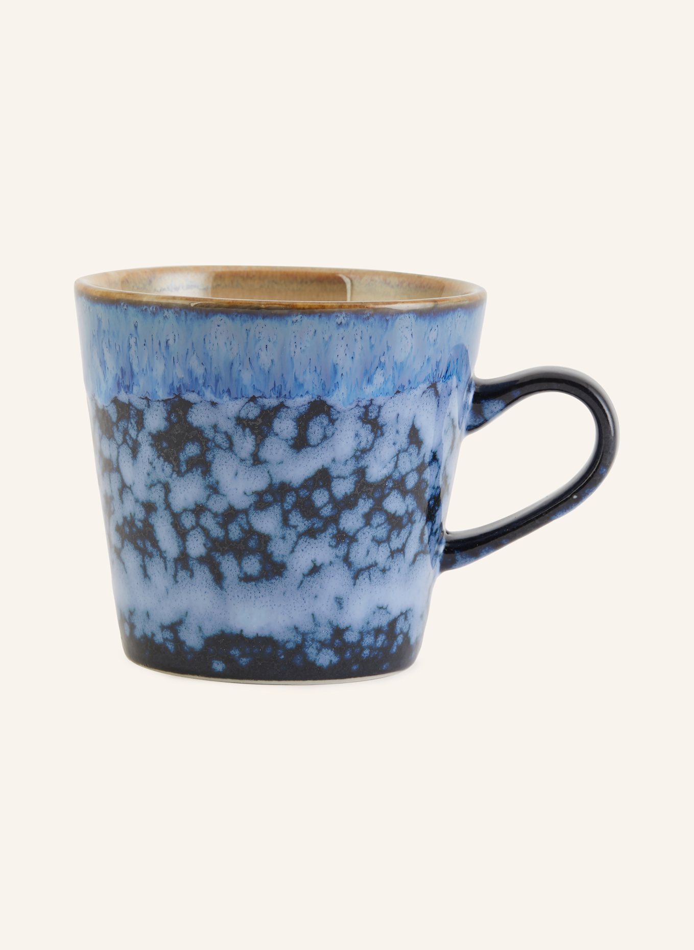 hkliving Set van 4 PEGASUS-bekers met handvat: ZWART / BLAUW / CRÈME