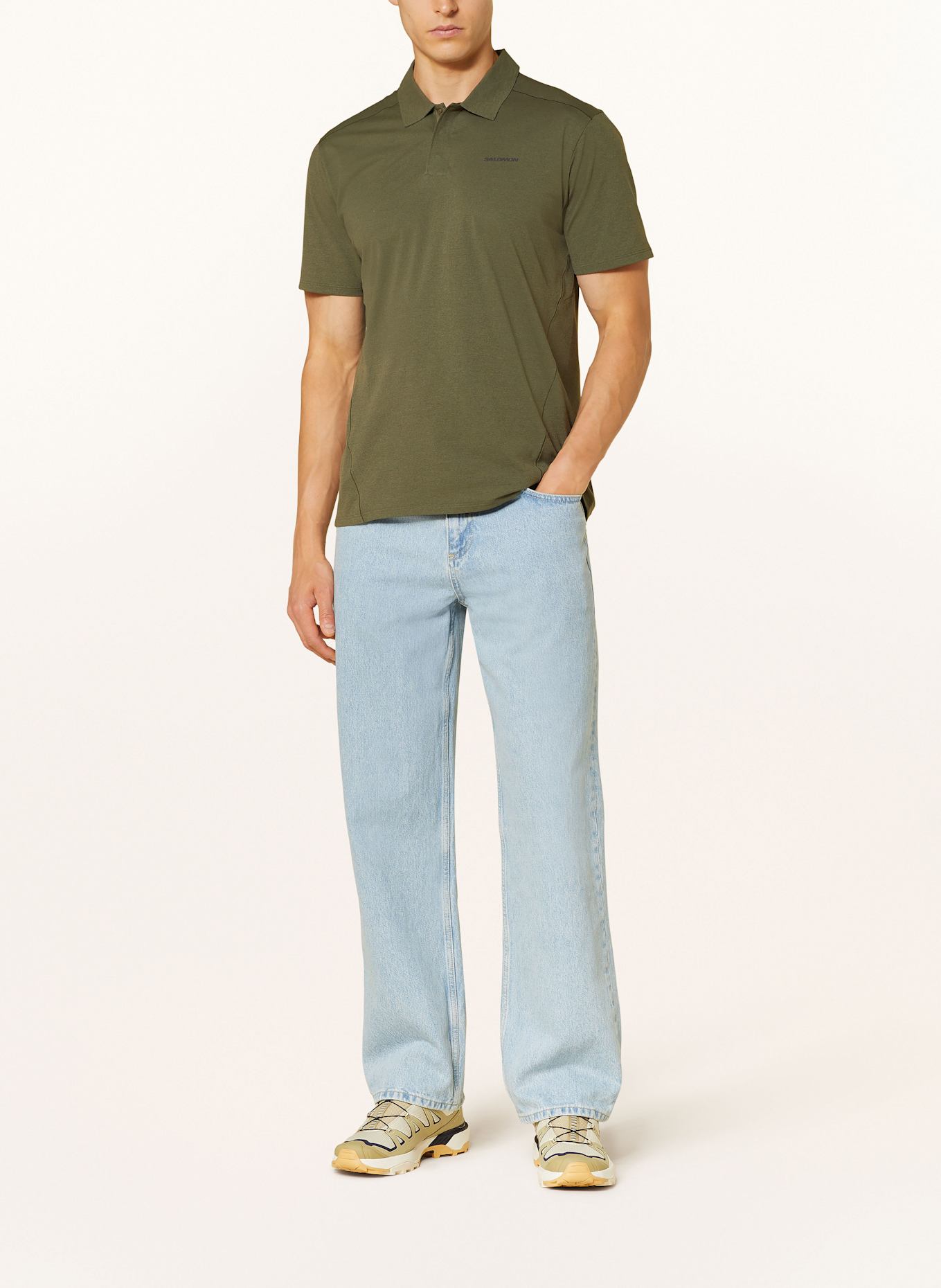 SALOMON Funktions-Poloshirt TRACKLINE: KHAKI