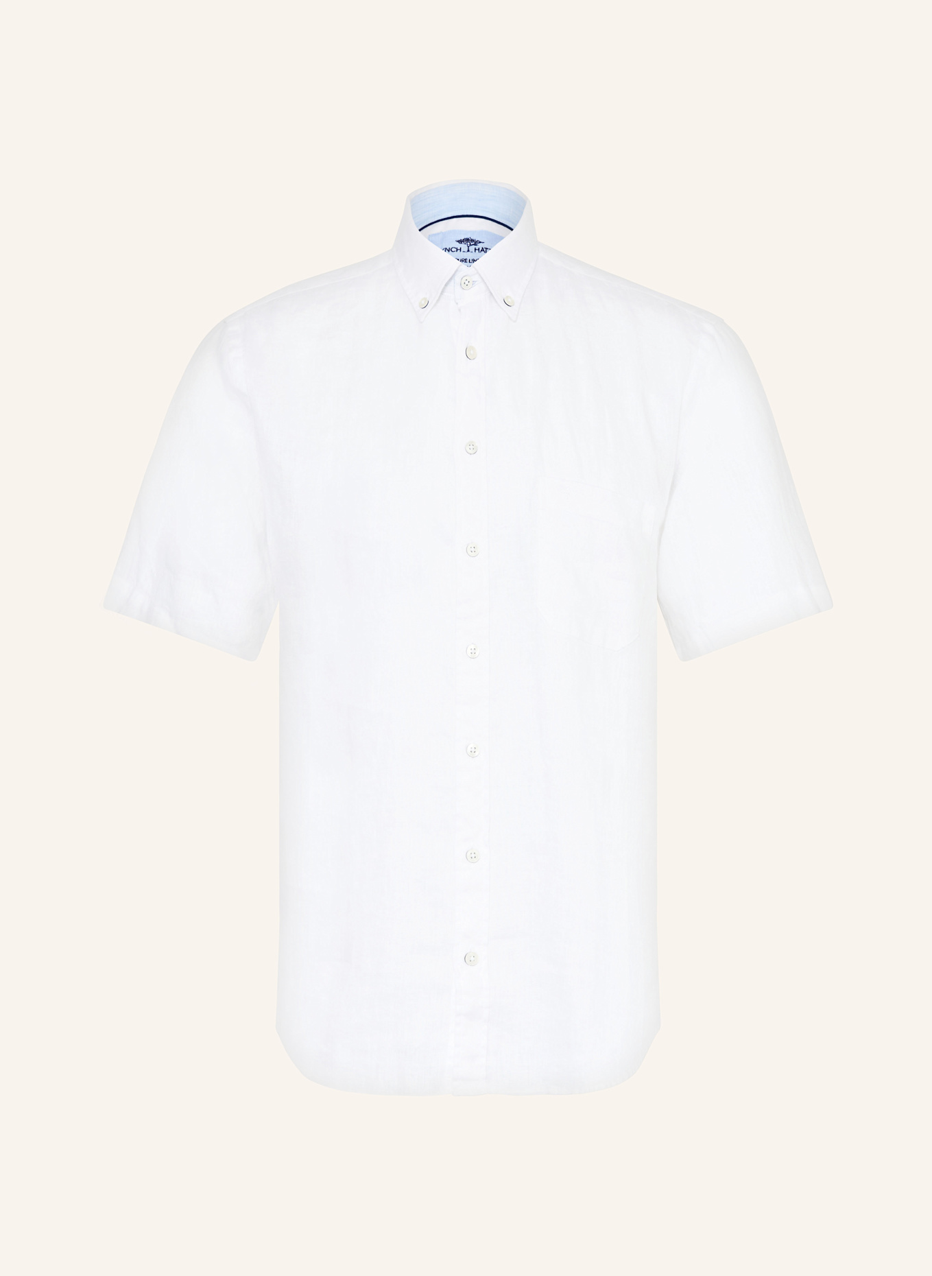 FYNCH-HATTON Kurzarm-Hemd Regular Fit aus Leinen: WEISS