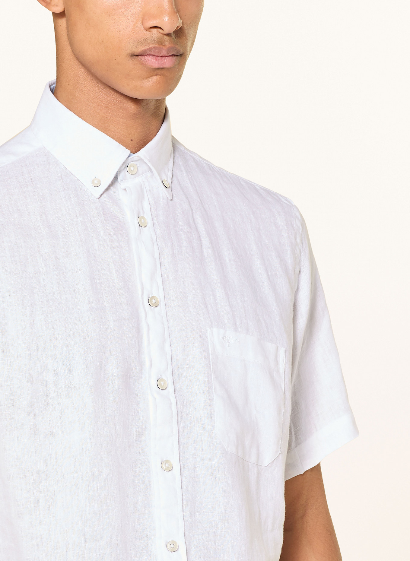 FYNCH-HATTON Kurzarm-Hemd Regular Fit aus Leinen: WEISS