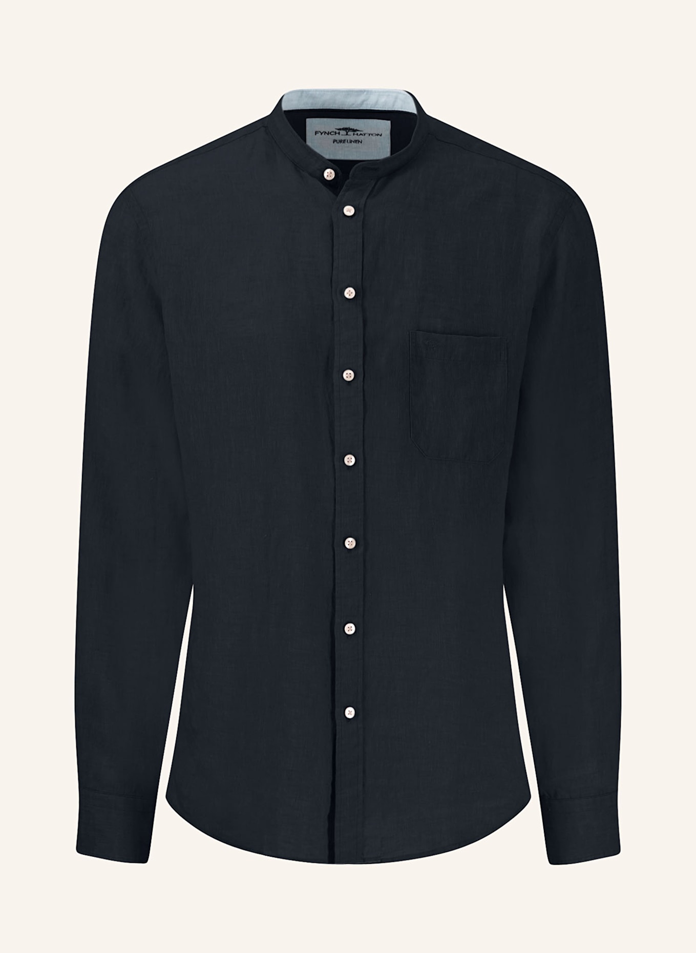 FYNCH-HATTON Linen shirt regular fit: DARK BLUE