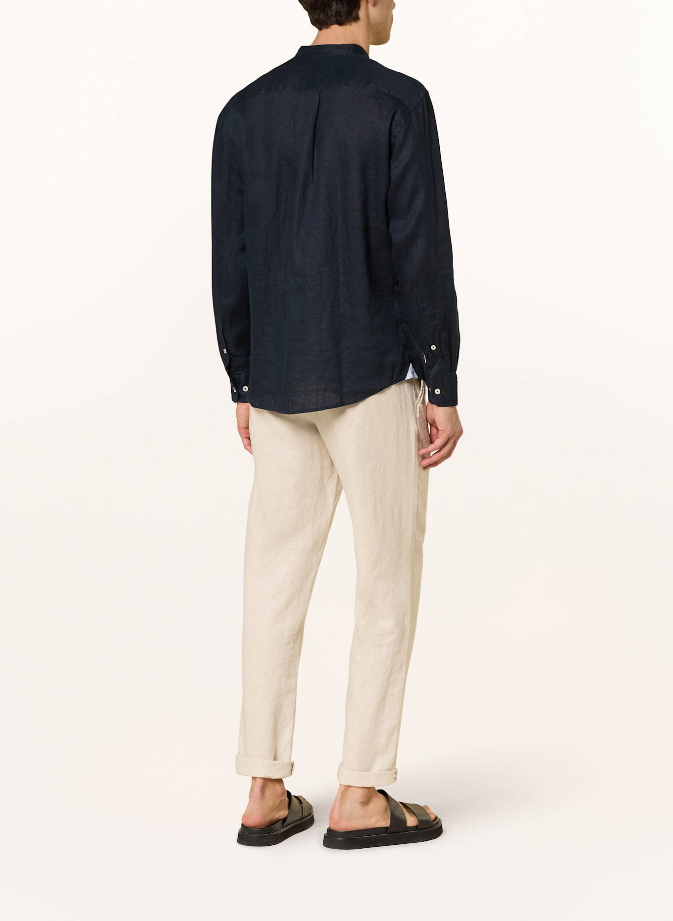 FYNCH-HATTON Linen shirt regular fit: DARK BLUE