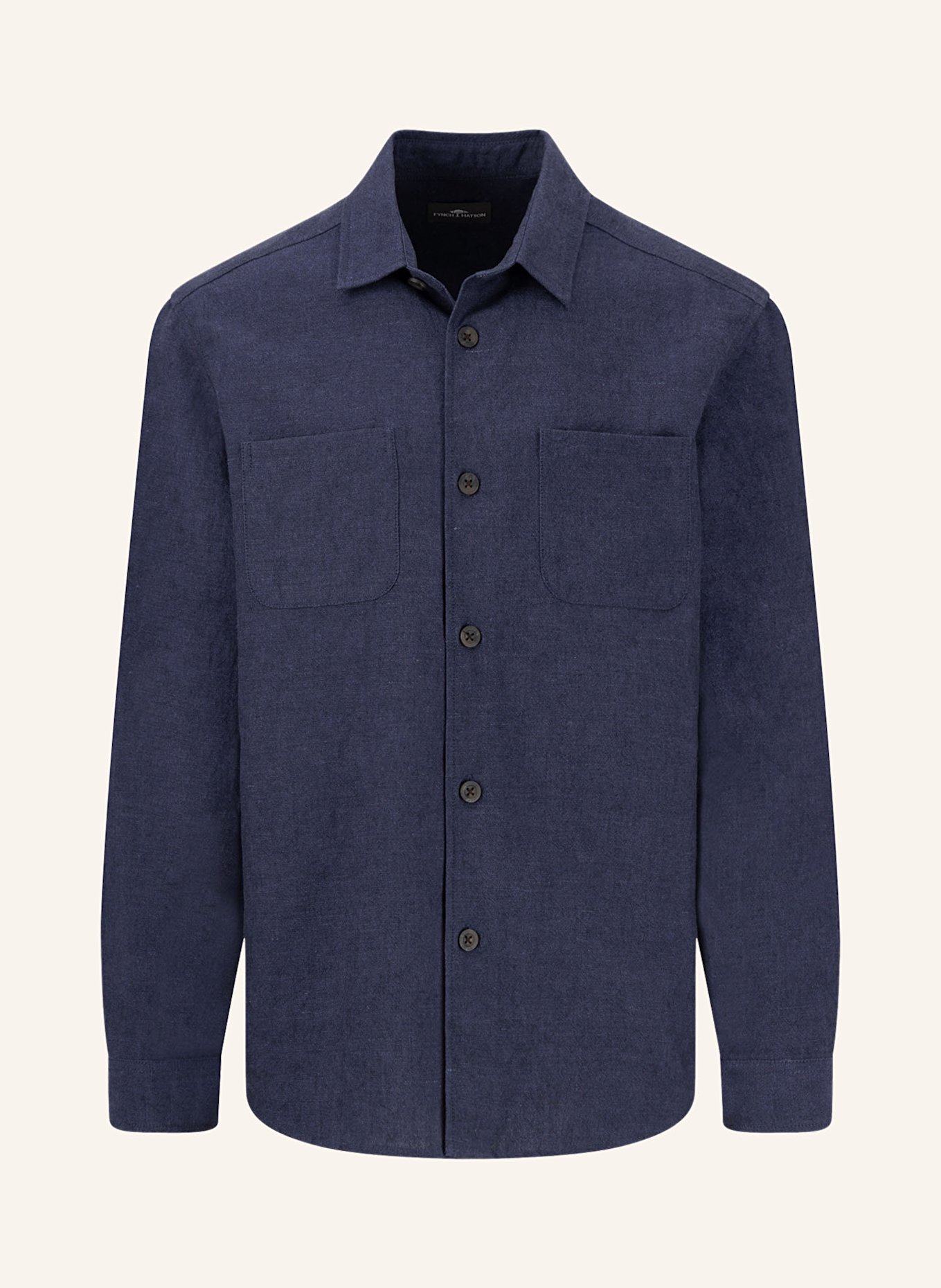 FYNCH-HATTON Svrchní džínová košile s příměsí lnu: TMAVĚ MODRÁ