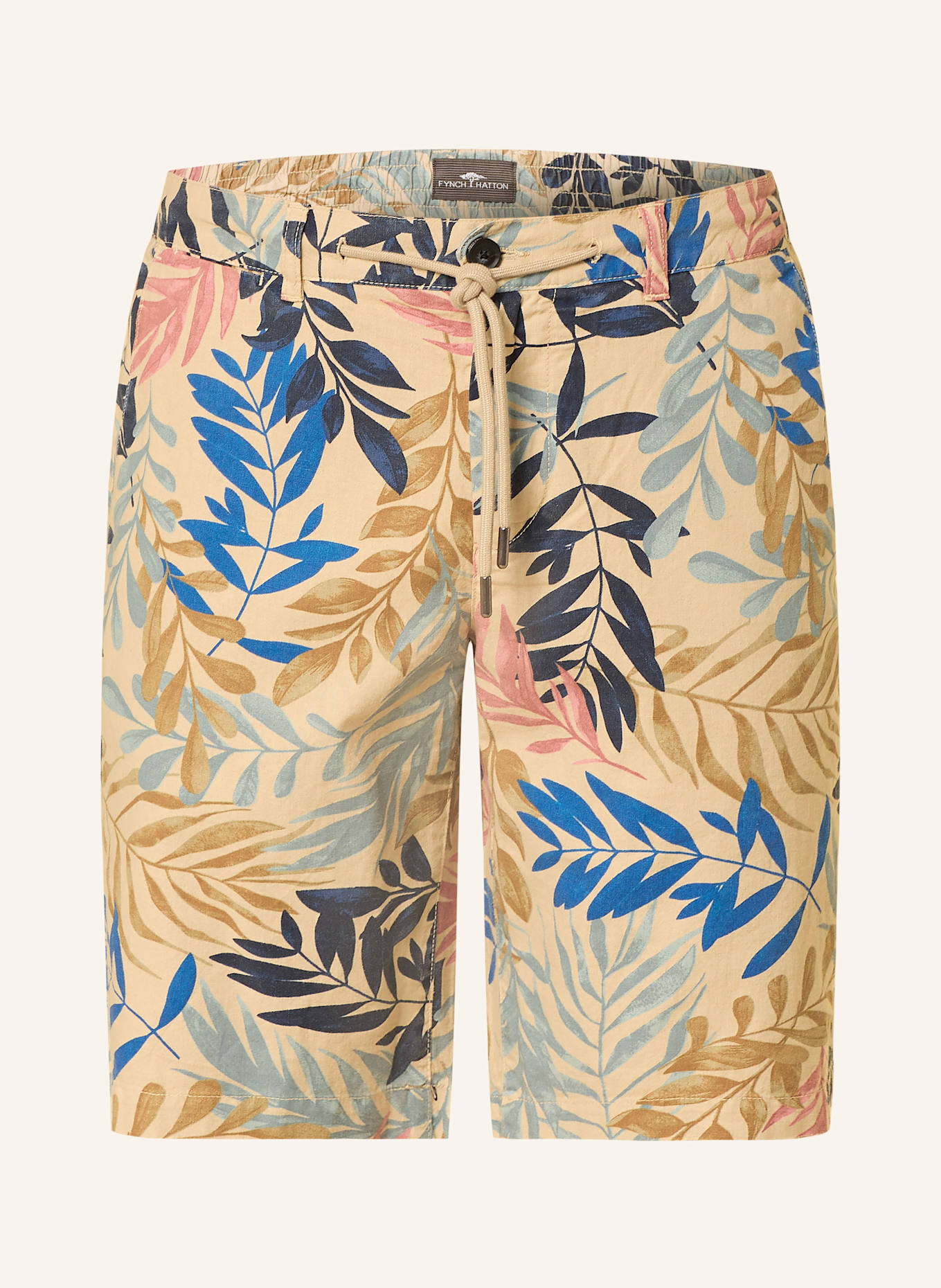 FYNCH-HATTON Shorts COLI mit Leinen: BEIGE / DUNKELBLAU / HELLBLAU
