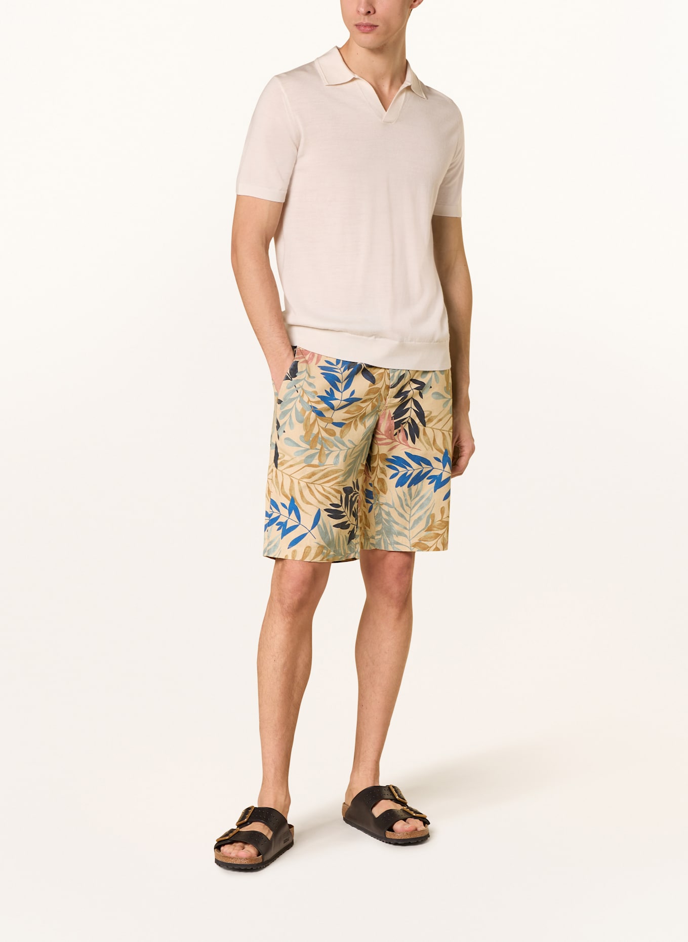 FYNCH-HATTON Shorts COLI mit Leinen: BEIGE / DUNKELBLAU / HELLBLAU