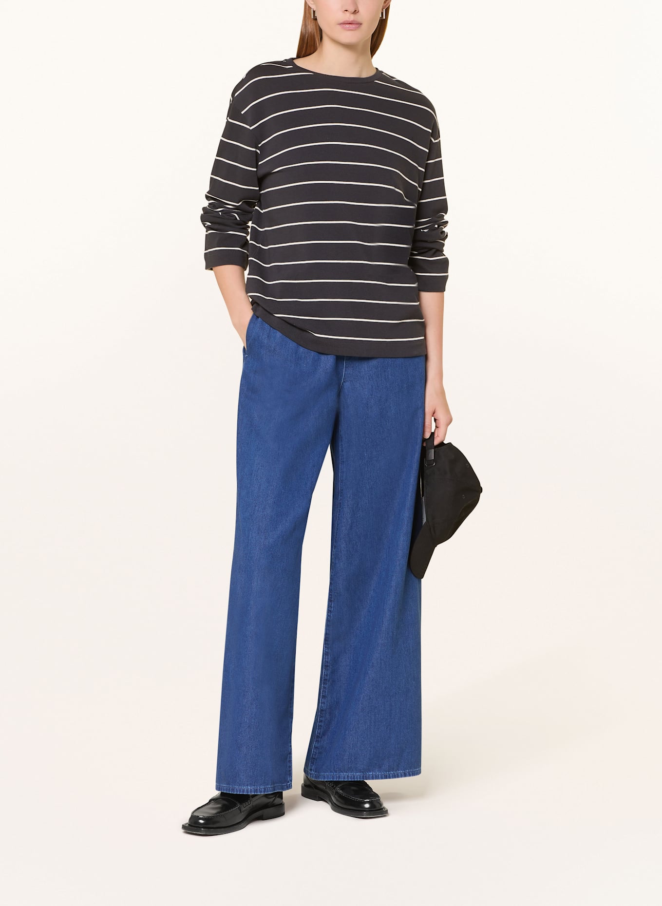 ARMEDANGELS Longsleeve MARYNAA: DUNKELGRAU / CREME