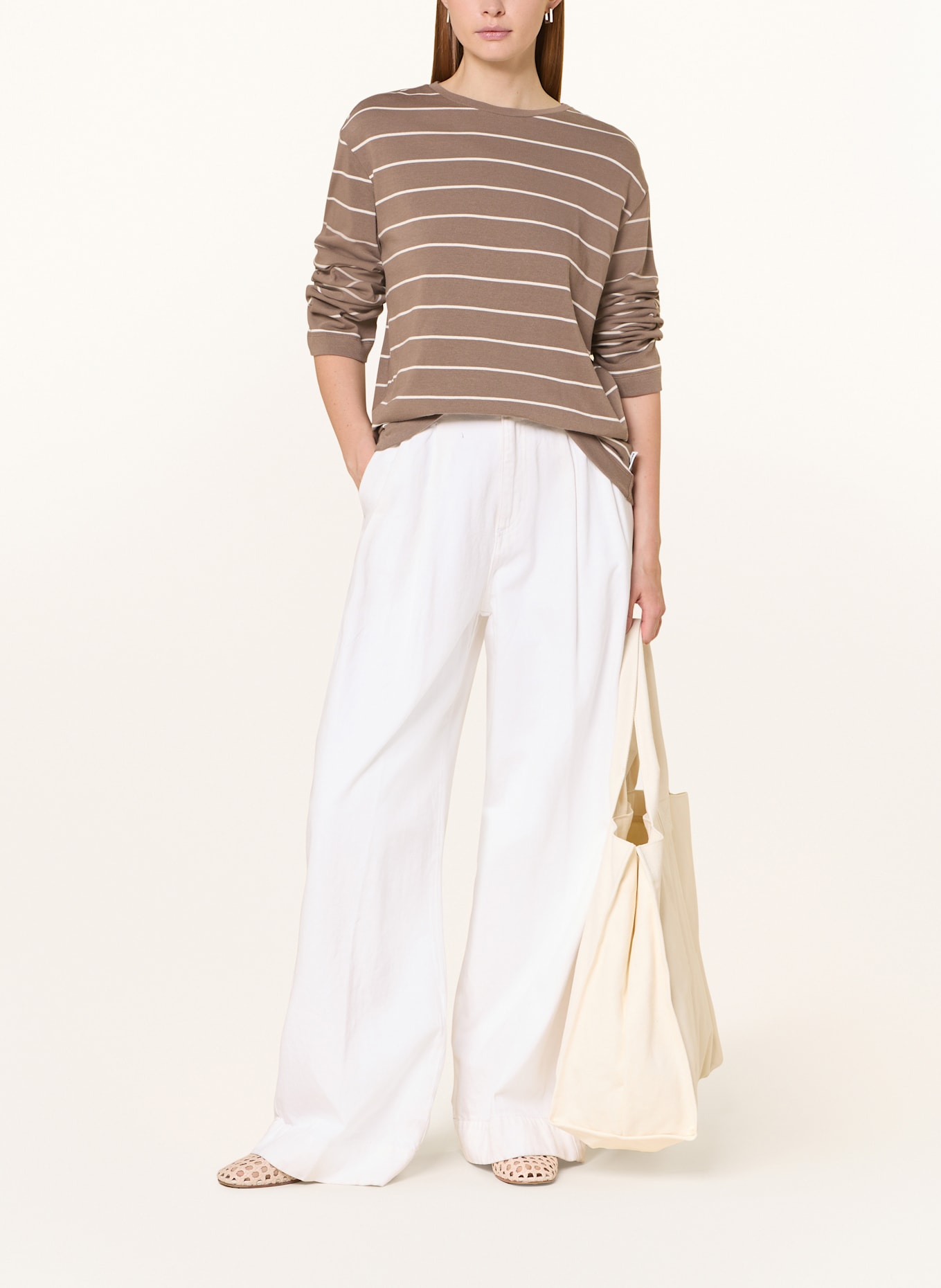 ARMEDANGELS Koszulka z długim rękawem MARYNAA: BRĄZOWY / KREMOWY