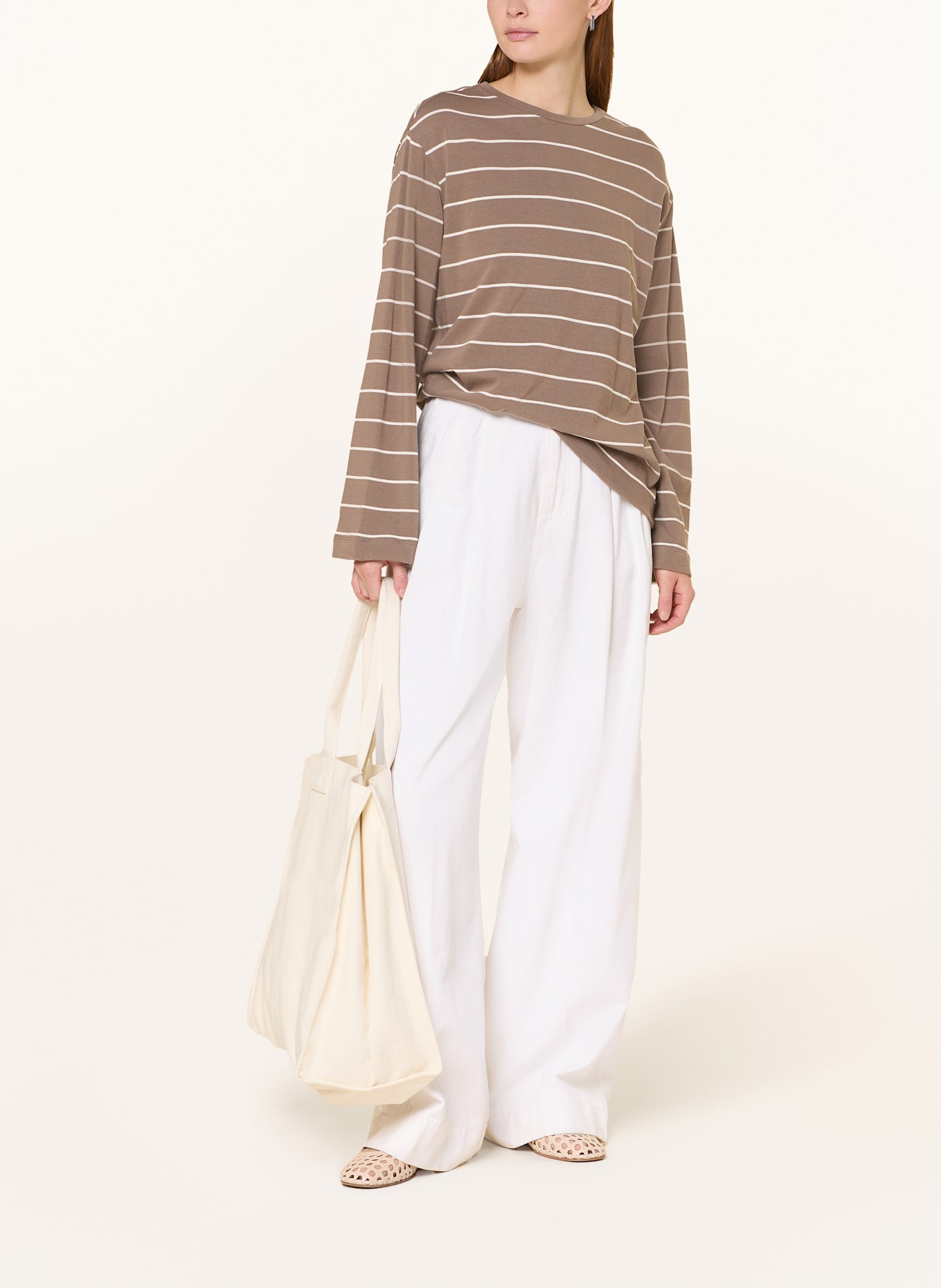 ARMEDANGELS Koszulka z długim rękawem MARYNAA: BRĄZOWY / KREMOWY