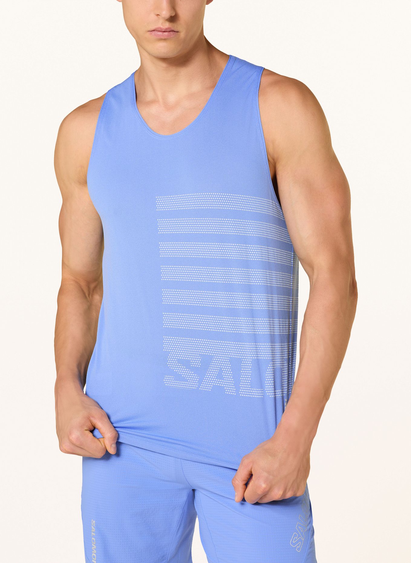 SALOMON Lauftop SENSE AERO GRAPHIC: BLAU/ WEISS