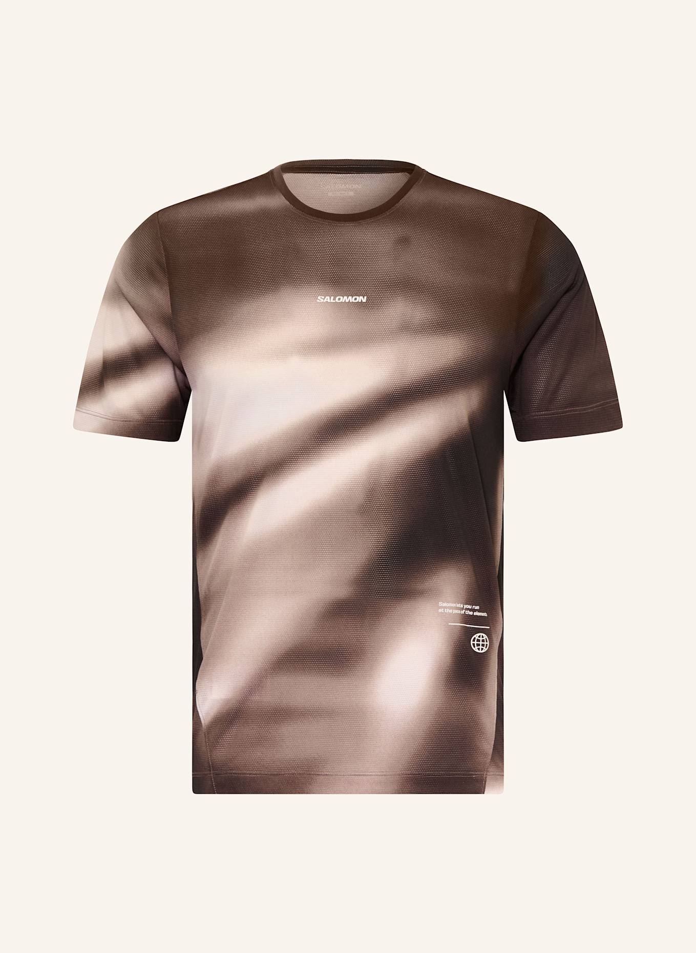 SALOMON Laufshirt SHAKEOUT CORE: DUNKELBRAUN/ CREME