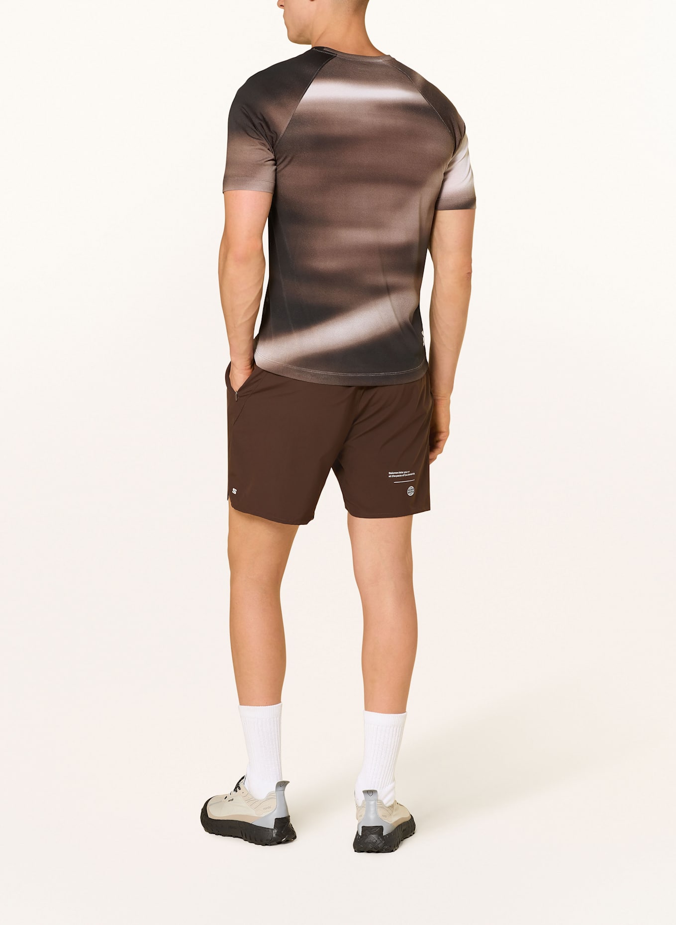 SALOMON Laufshirt SHAKEOUT CORE: DUNKELBRAUN/ CREME