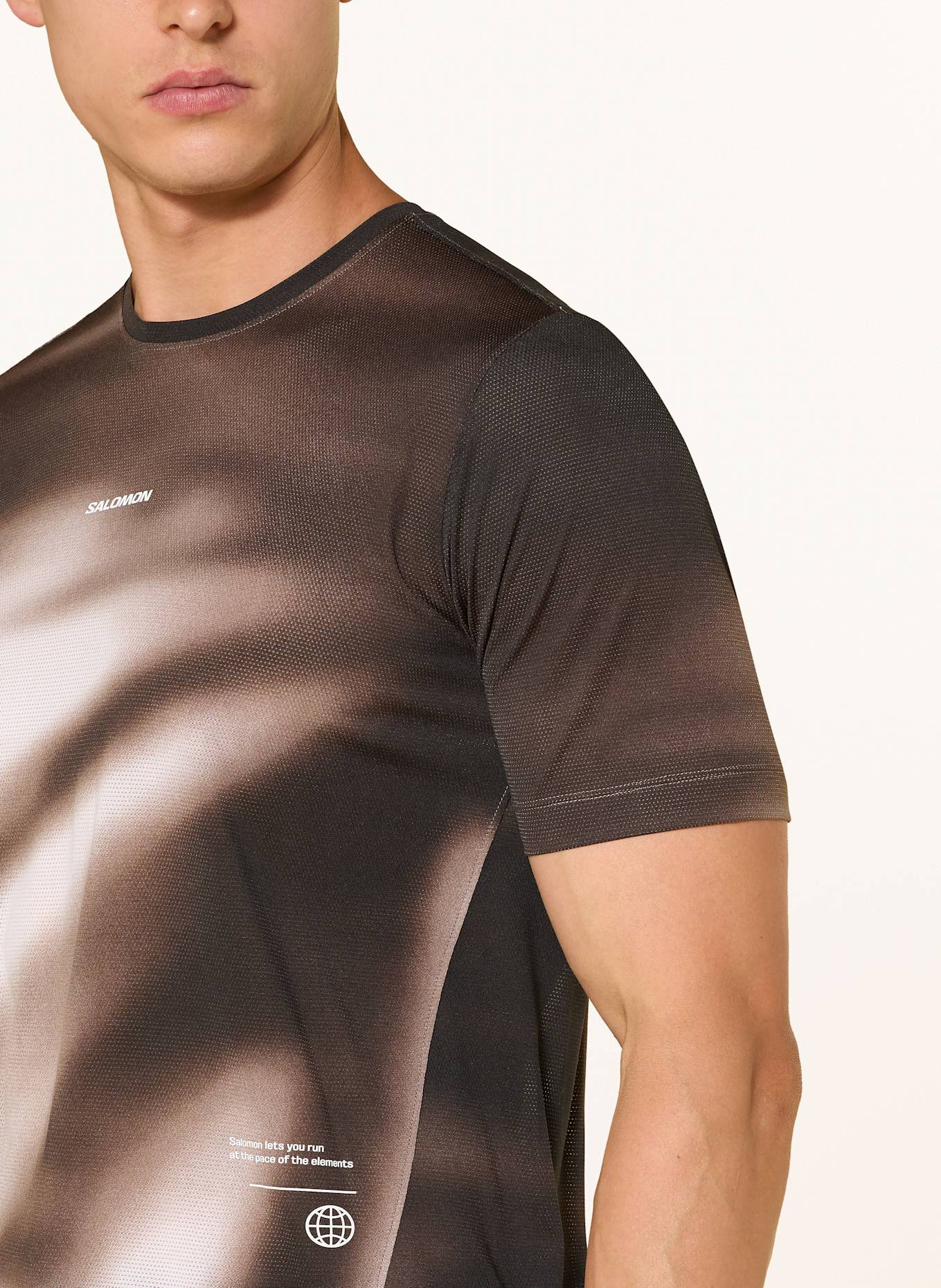 SALOMON Laufshirt SHAKEOUT CORE: DUNKELBRAUN/ CREME