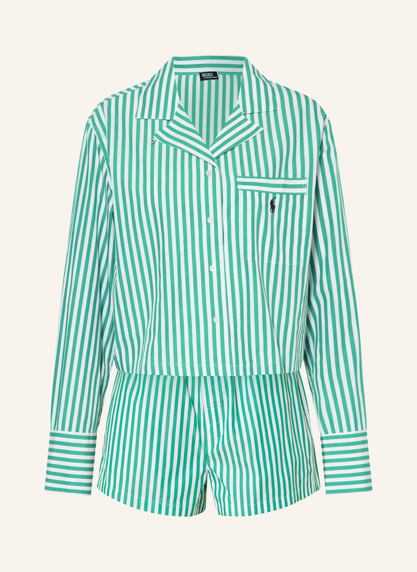 POLO RALPH LAUREN Schlafanzug: WEISS / GRÜN