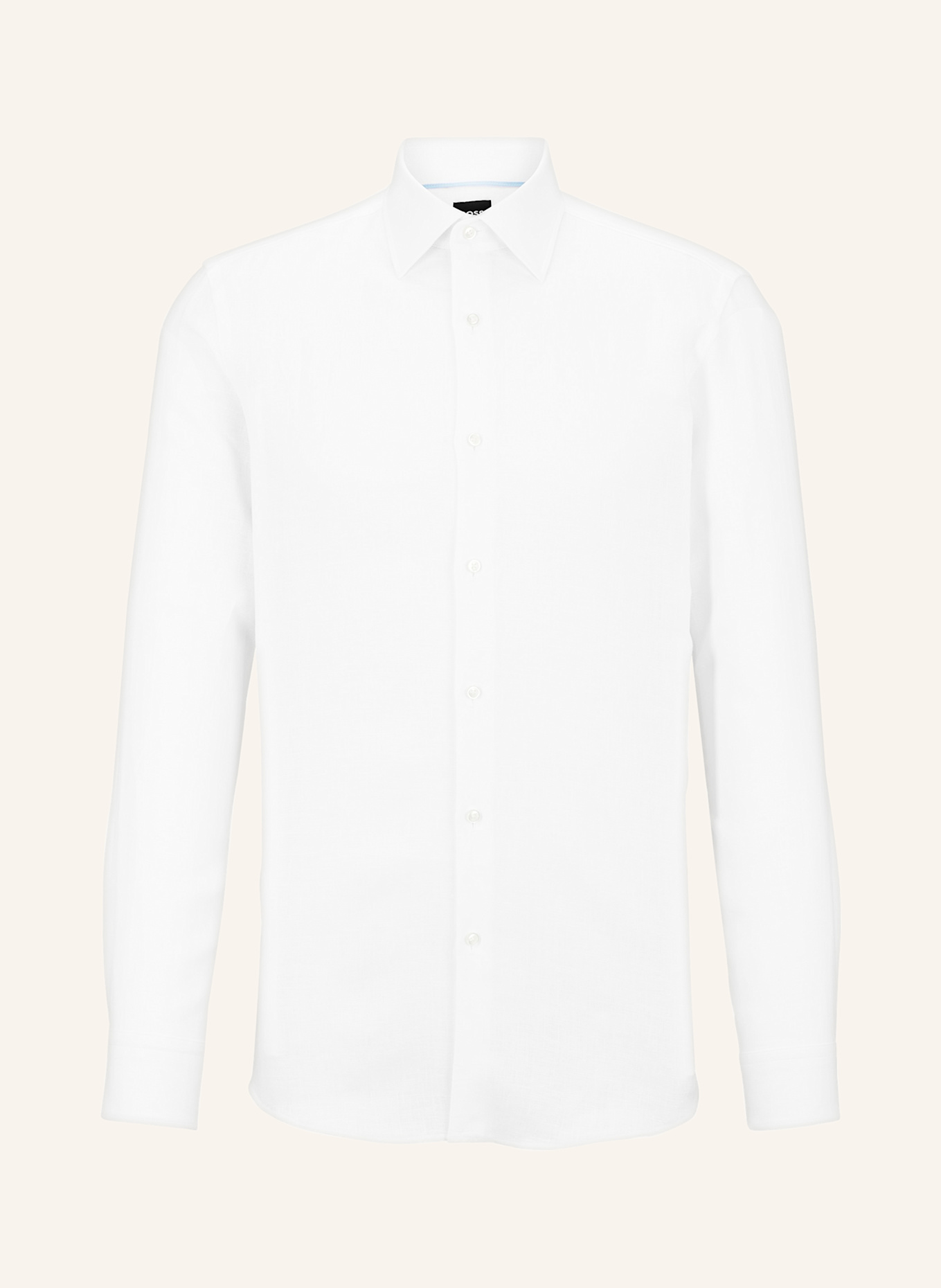 BOSS Lněná košile HANK Slim Fit: BÍLÁ