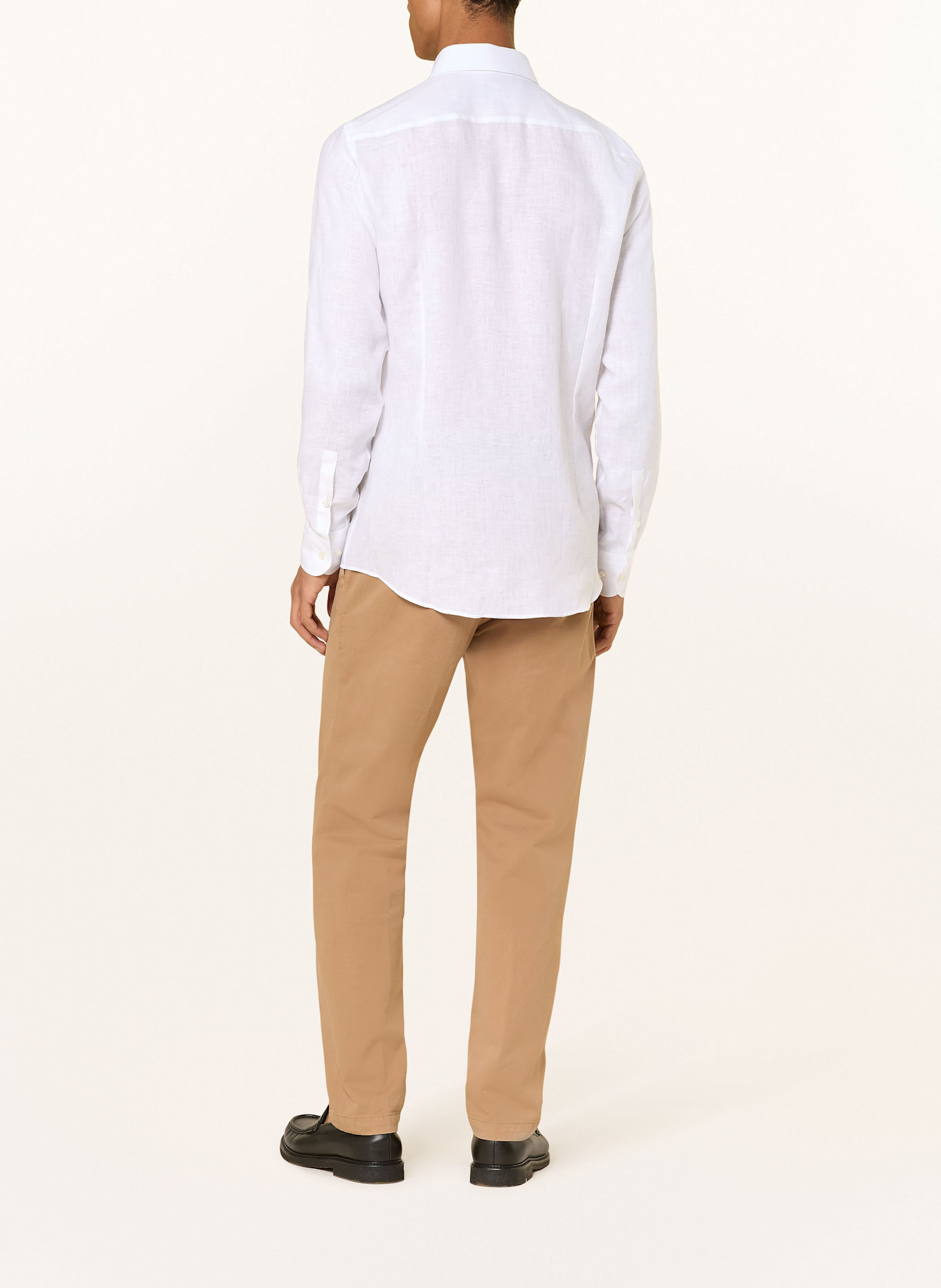 BOSS Lněná košile HANK Slim Fit: BÍLÁ