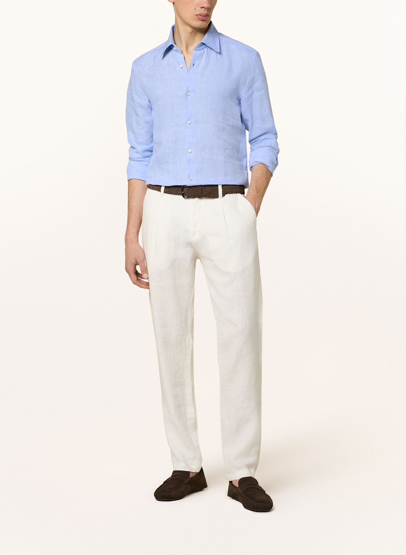 BOSS Leinenhemd HANK Slim Fit: HELLBLAU