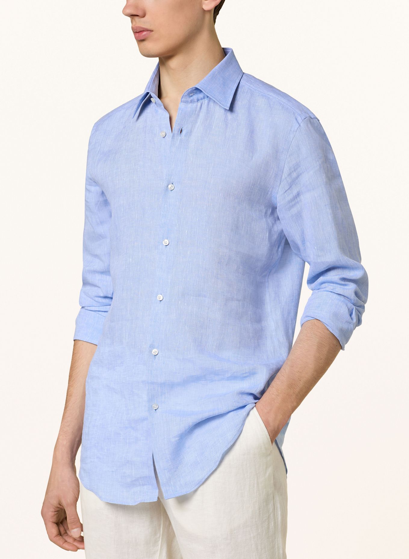 BOSS Leinenhemd HANK Slim Fit: HELLBLAU