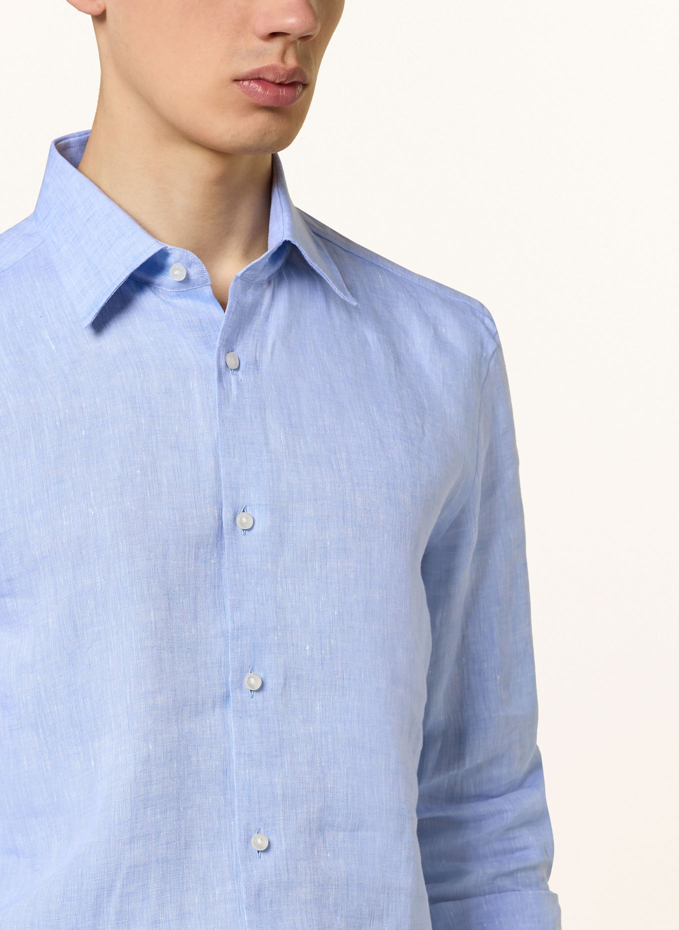 BOSS Leinenhemd HANK Slim Fit: HELLBLAU