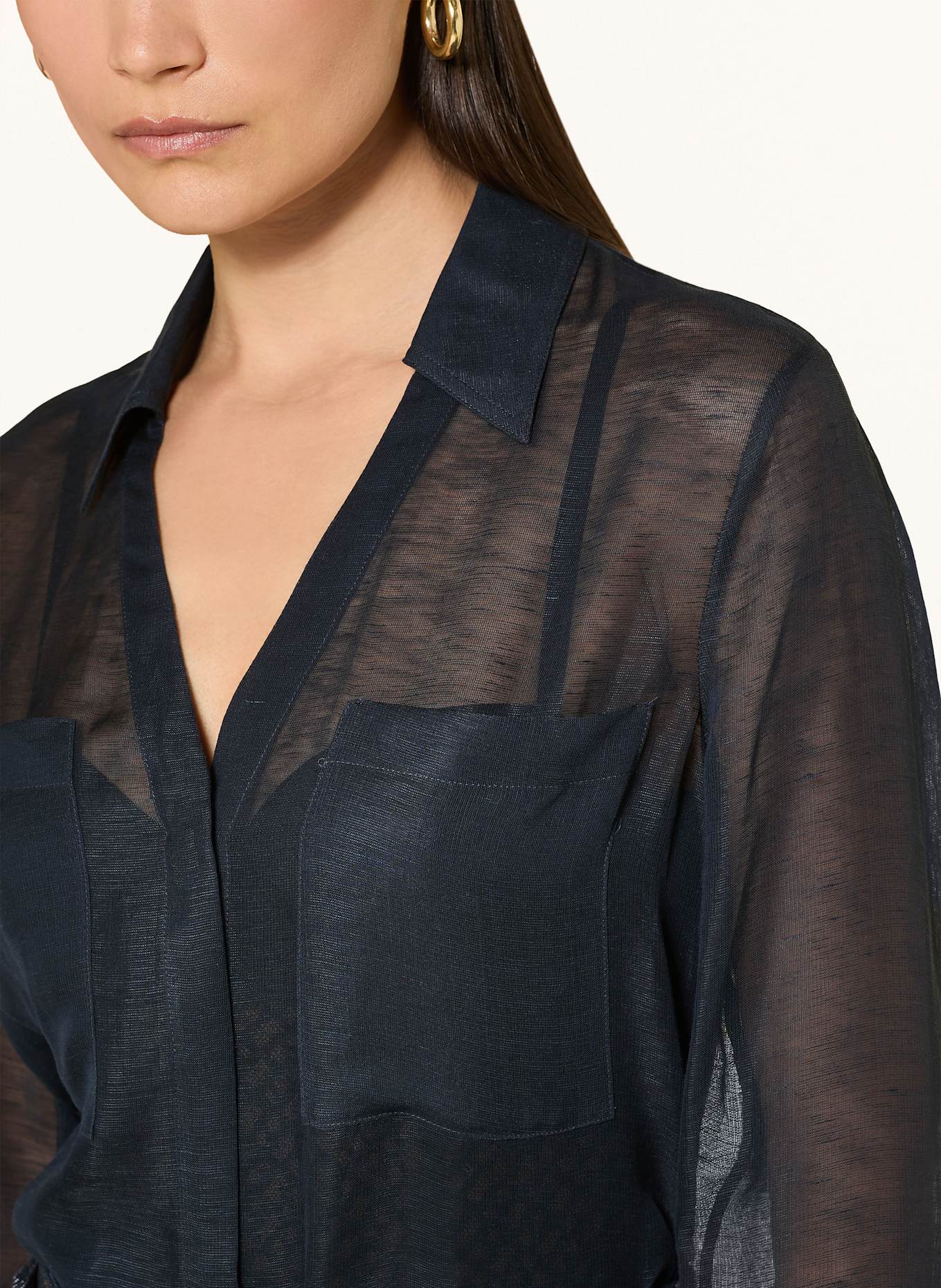 BOSS Bluse BOSALA mit Leinen: DUNKELBLAU
