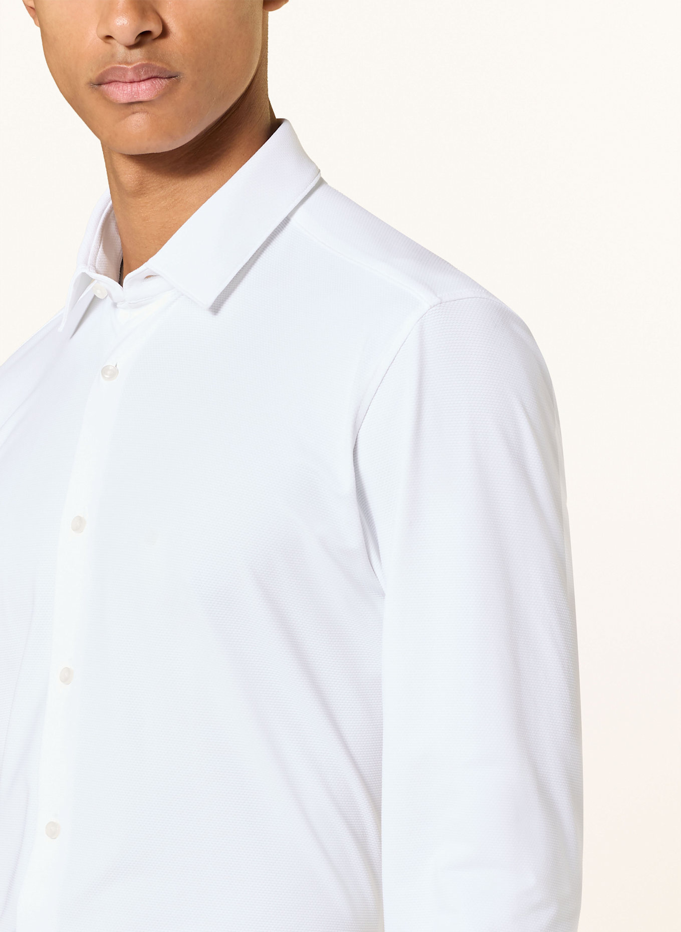 BOSS Hemd HANK Slim Fit mit extralangem Arm: WEISS