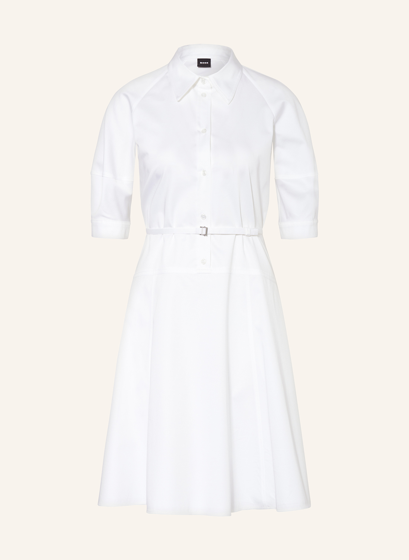 BOSS Hemdblusenkleid DELAURENA mit 3/4-Arm: WEISS