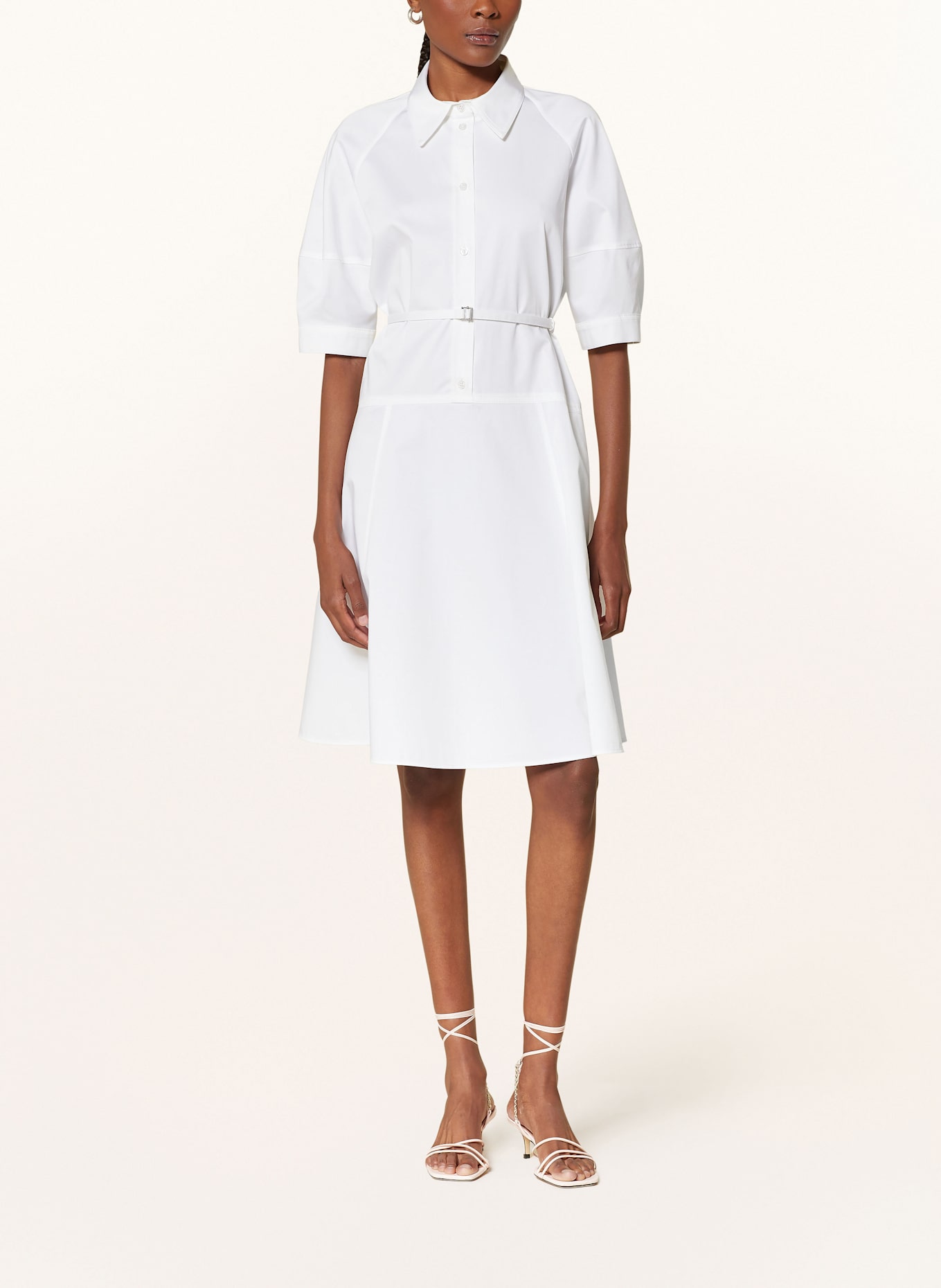 BOSS Hemdblusenkleid DELAURENA mit 3/4-Arm: WEISS