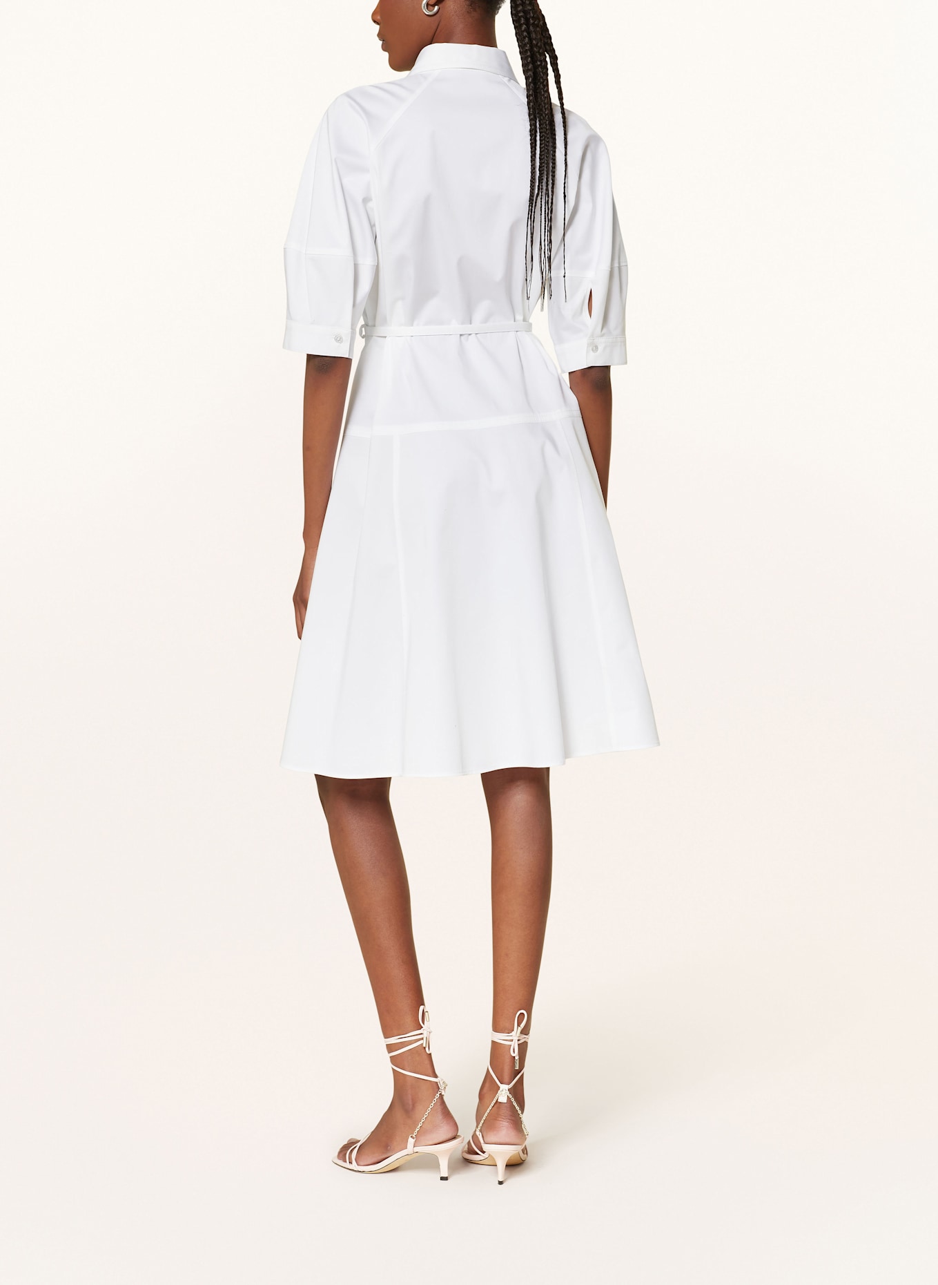 BOSS Hemdblusenkleid DELAURENA mit 3/4-Arm: WEISS