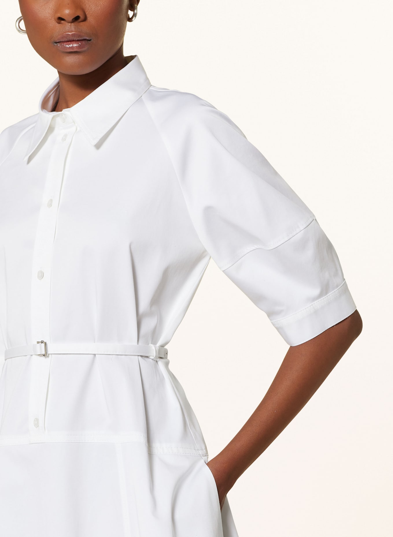 BOSS Hemdblusenkleid DELAURENA mit 3/4-Arm: WEISS