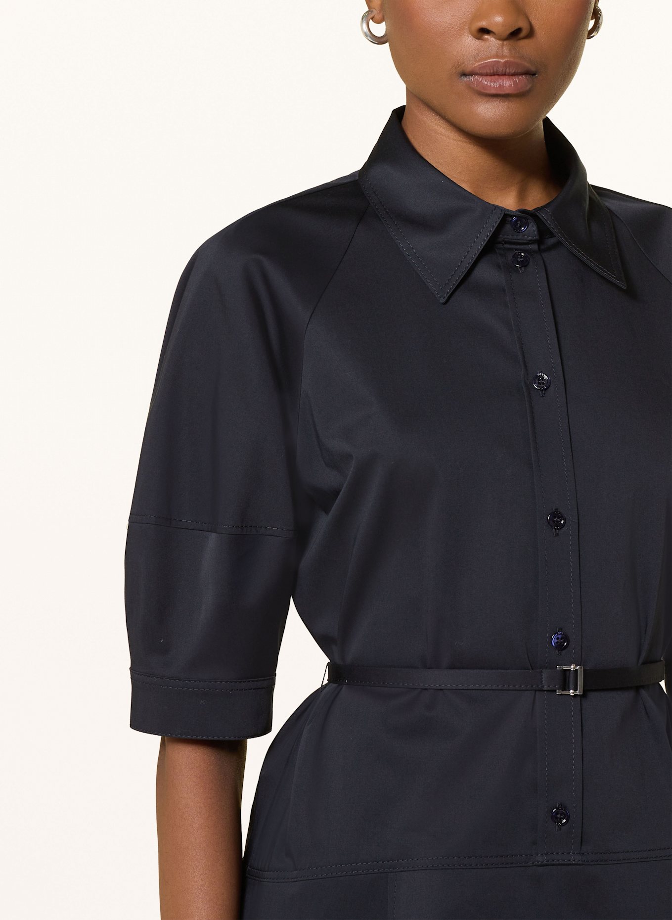 BOSS Hemdblusenkleid DELAURENA mit 3/4-Arm: DUNKELBLAU