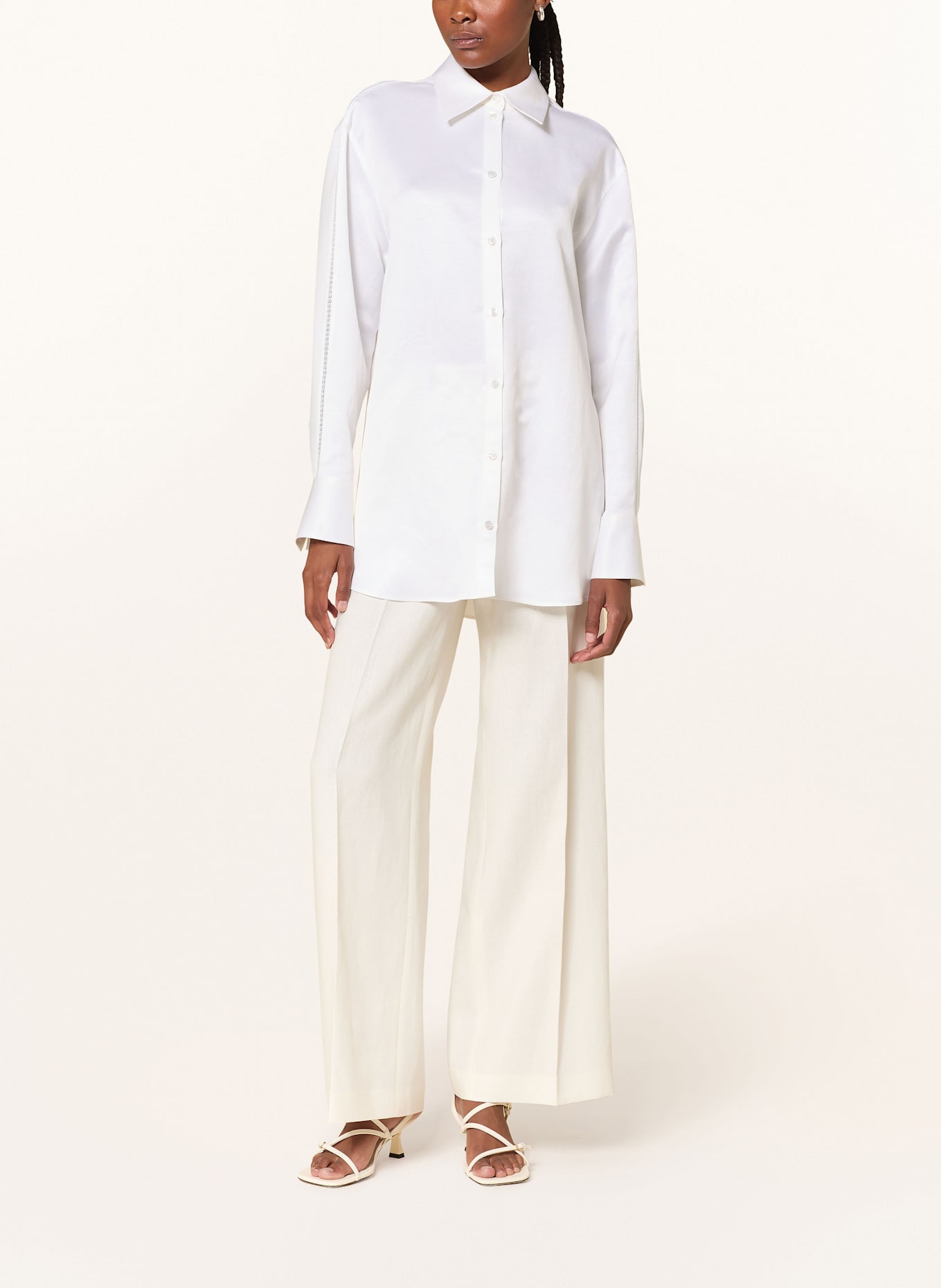 BOSS BELINI shirt blouse with linen: CREAM