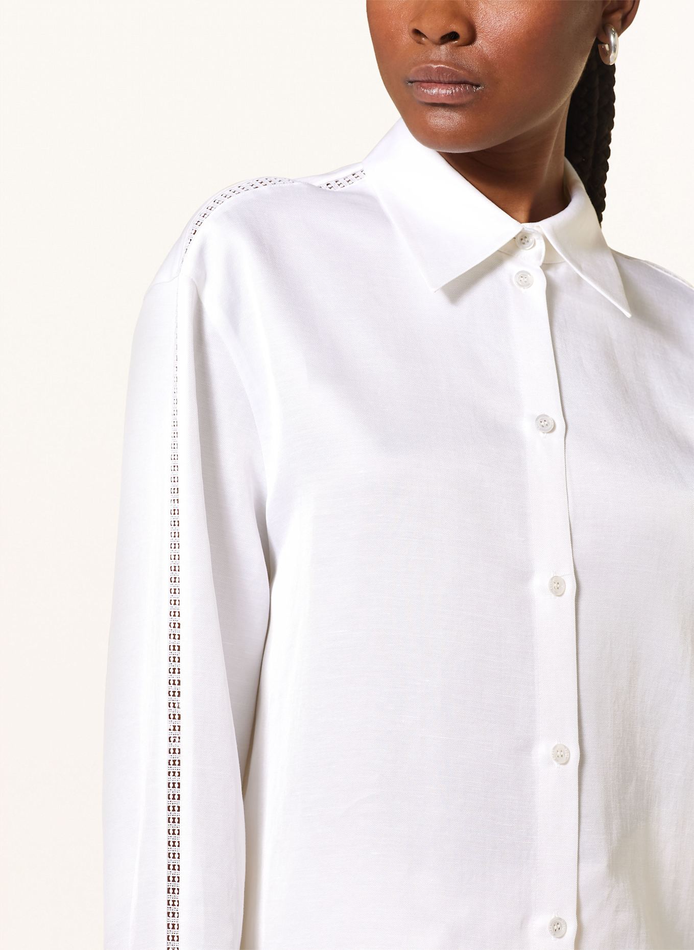 BOSS BELINI shirt blouse with linen: CREAM