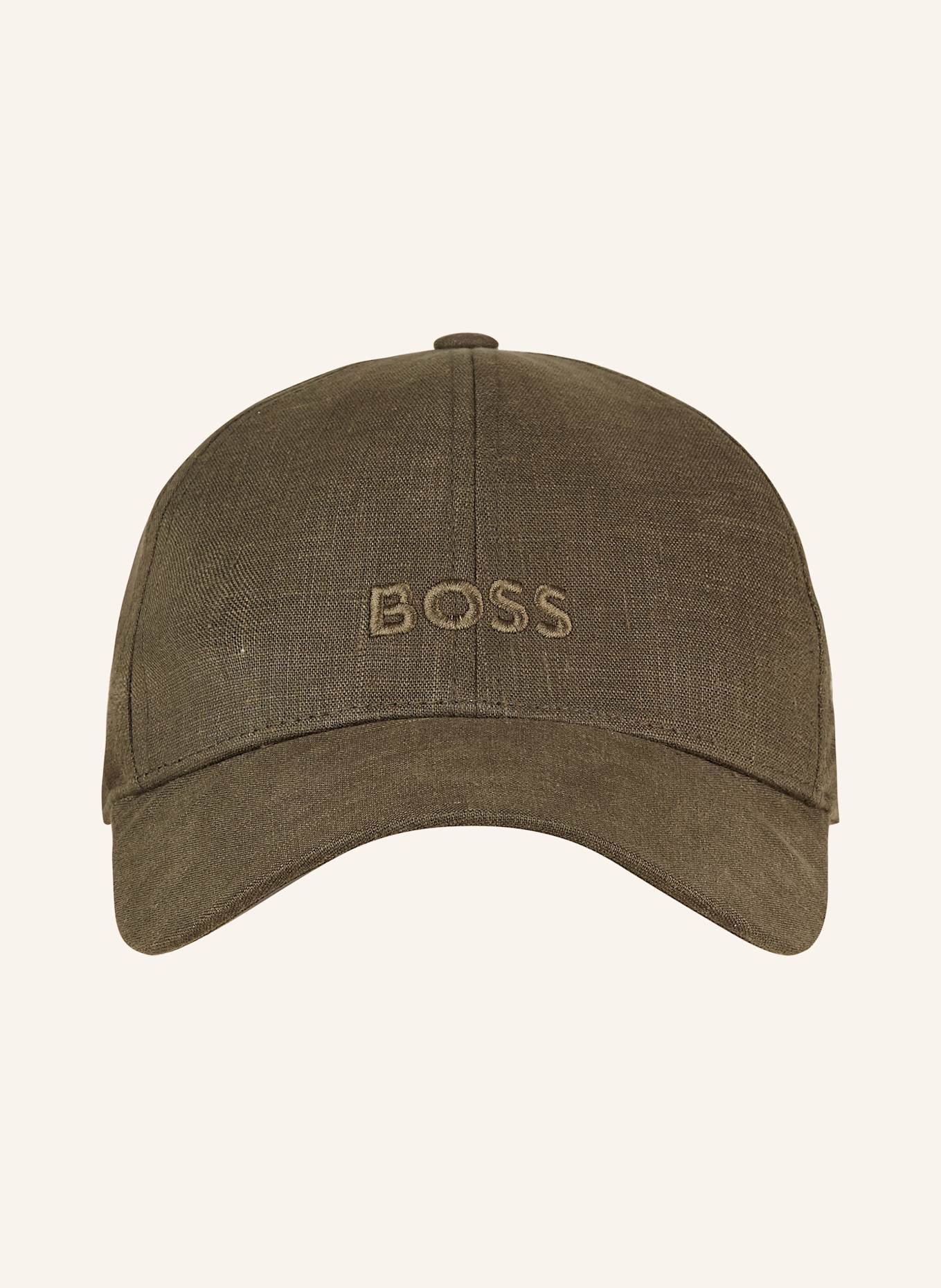 BOSS Leinen-Cap ZED: DUNKELGRÜN