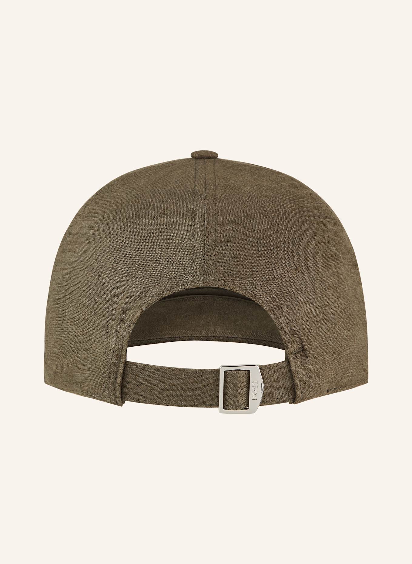 BOSS Leinen-Cap ZED: DUNKELGRÜN
