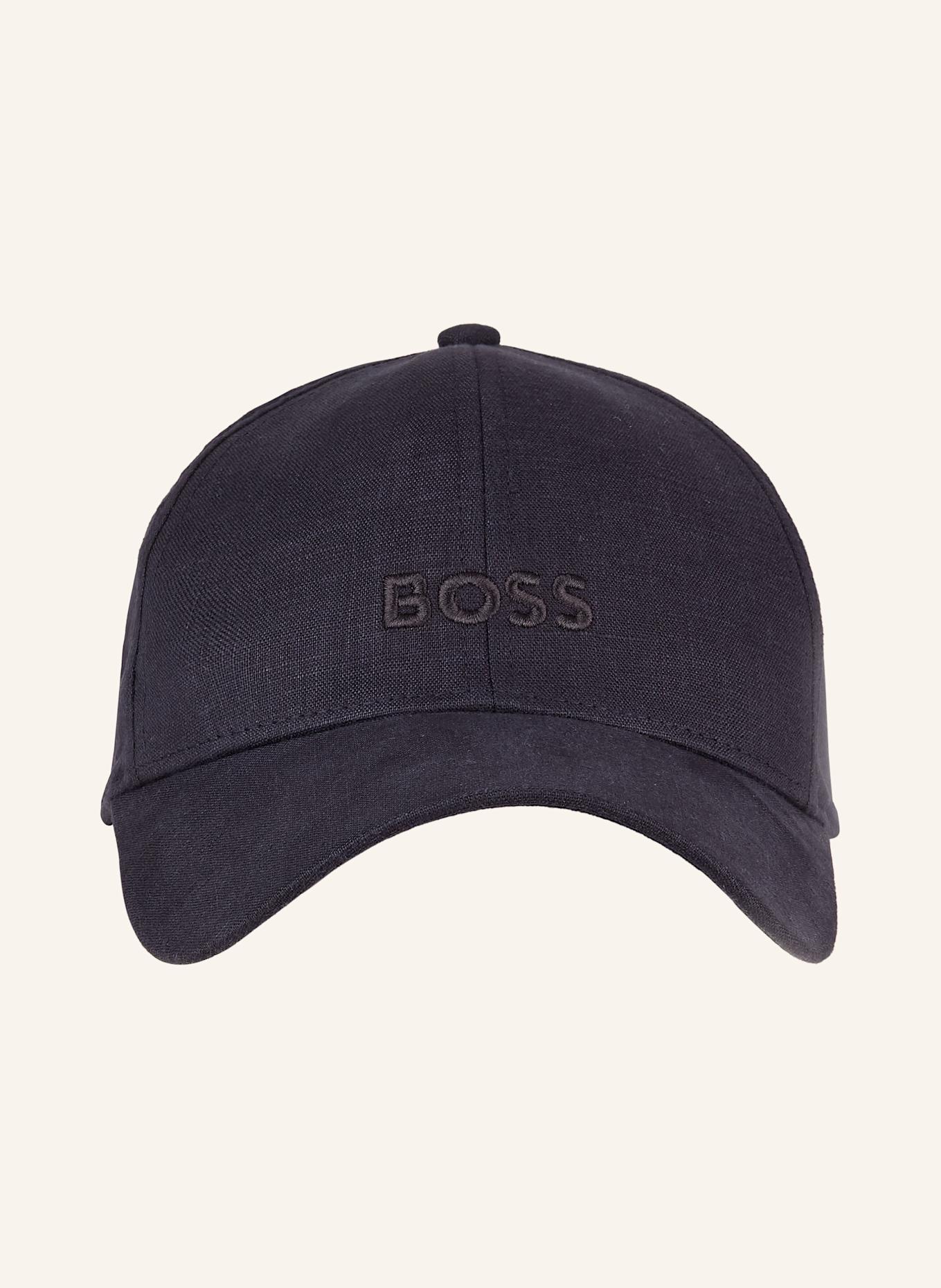 BOSS Leinen-Cap ZED: DUNKELBLAU