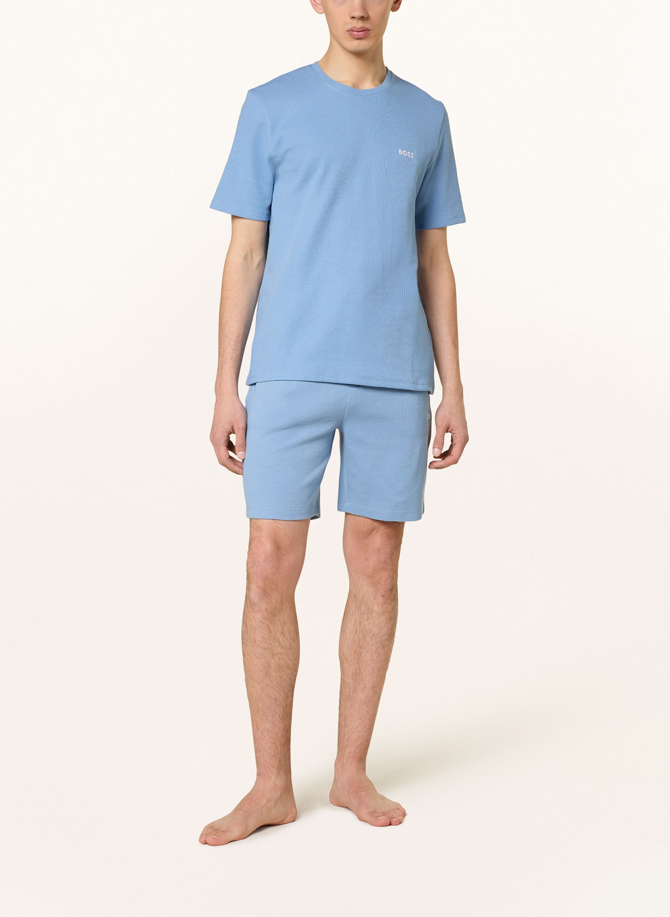 BOSS Pyžamové tričko: TMAVĚ MODRÁ