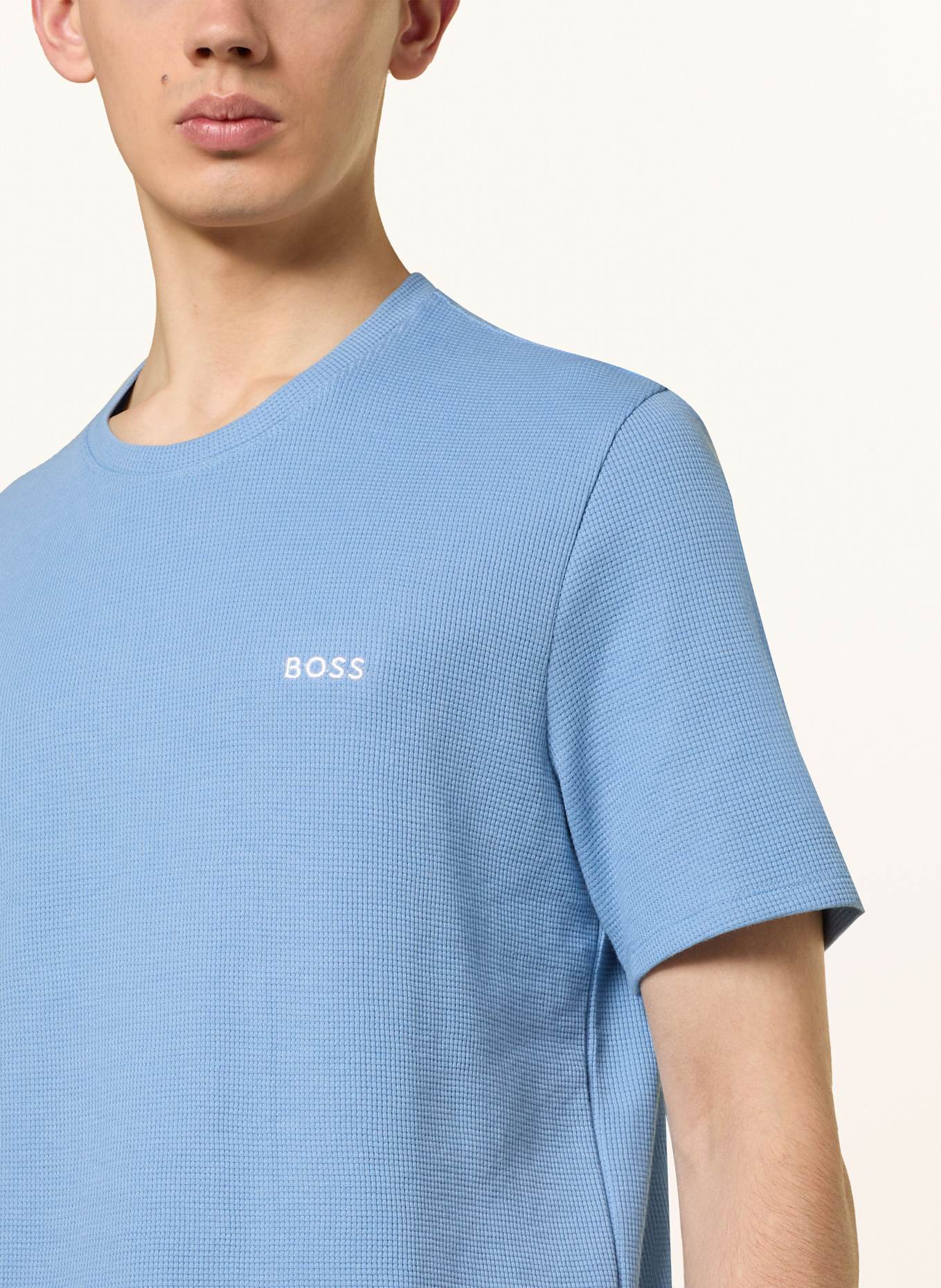 BOSS Pyžamové tričko: TMAVĚ MODRÁ